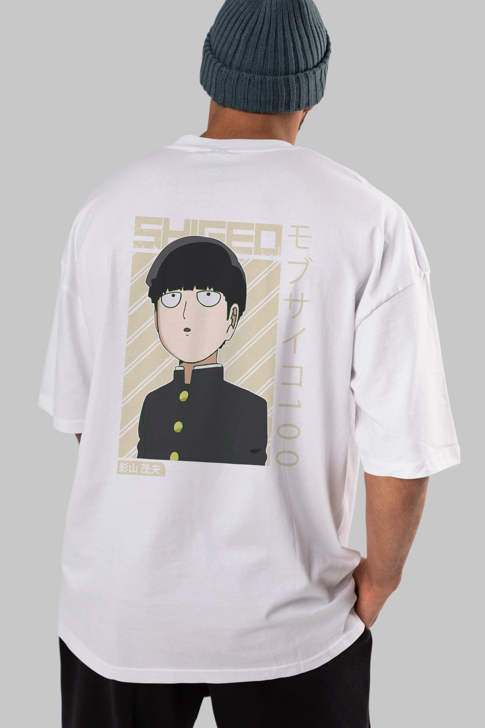 Shigeo Kageyama 2 Anime Arka Baskılı Oversize t-shirt Erkek Kadın Unisex