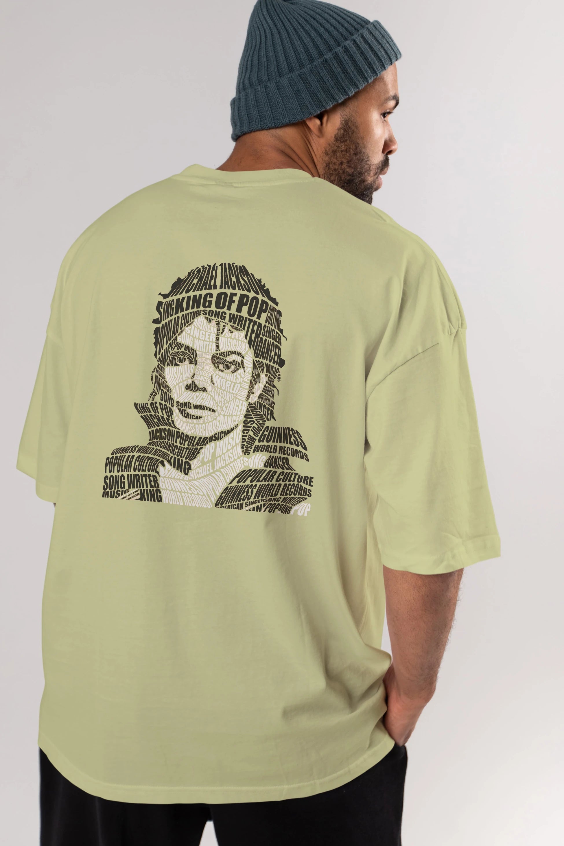 Michael Jackson Calligram Arka Baskılı Oversize t-shirt %100 pamuk Erkek Kadın Unisex