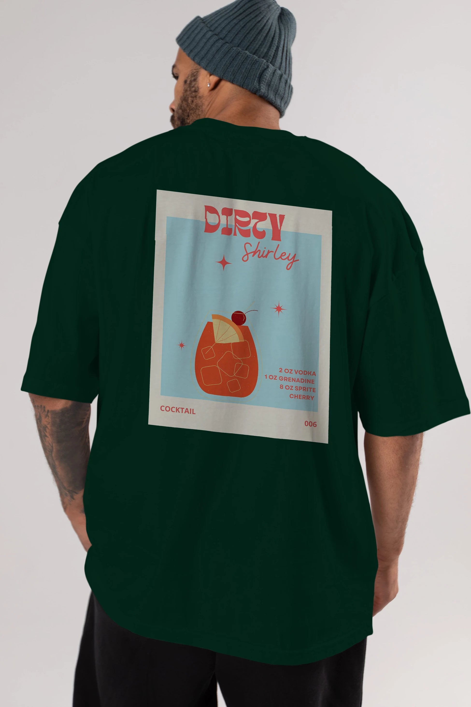 Dirty Shirley Arka Baskılı Oversize t-shirt Erkek Kadın Unisex %100 Pamuk Bisiklet Yaka tişort