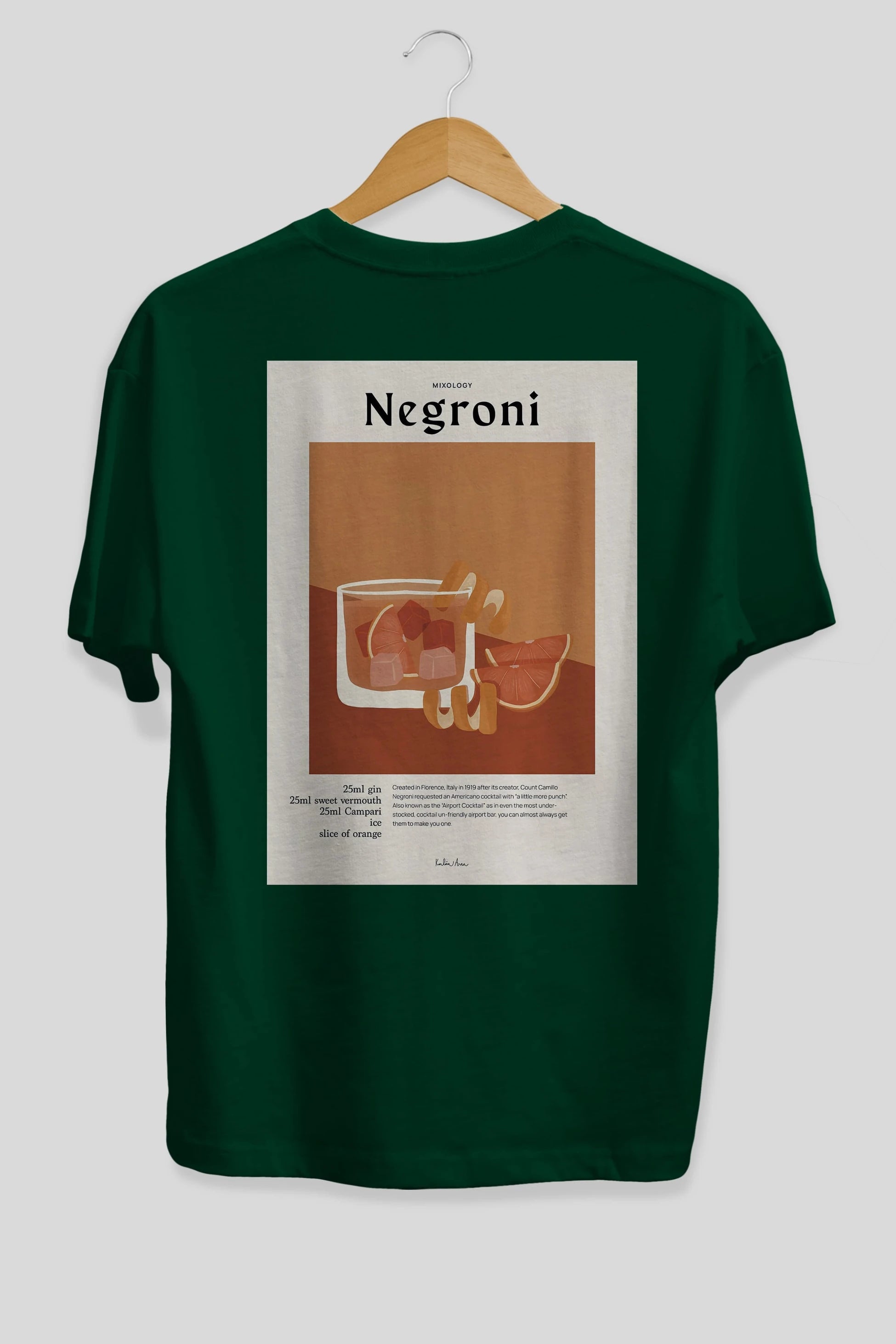 Mixology Negroni Arka Baskılı Oversize t-shirt Erkek Kadın Unisex %100 Pamuk Bisiklet Yaka tişort