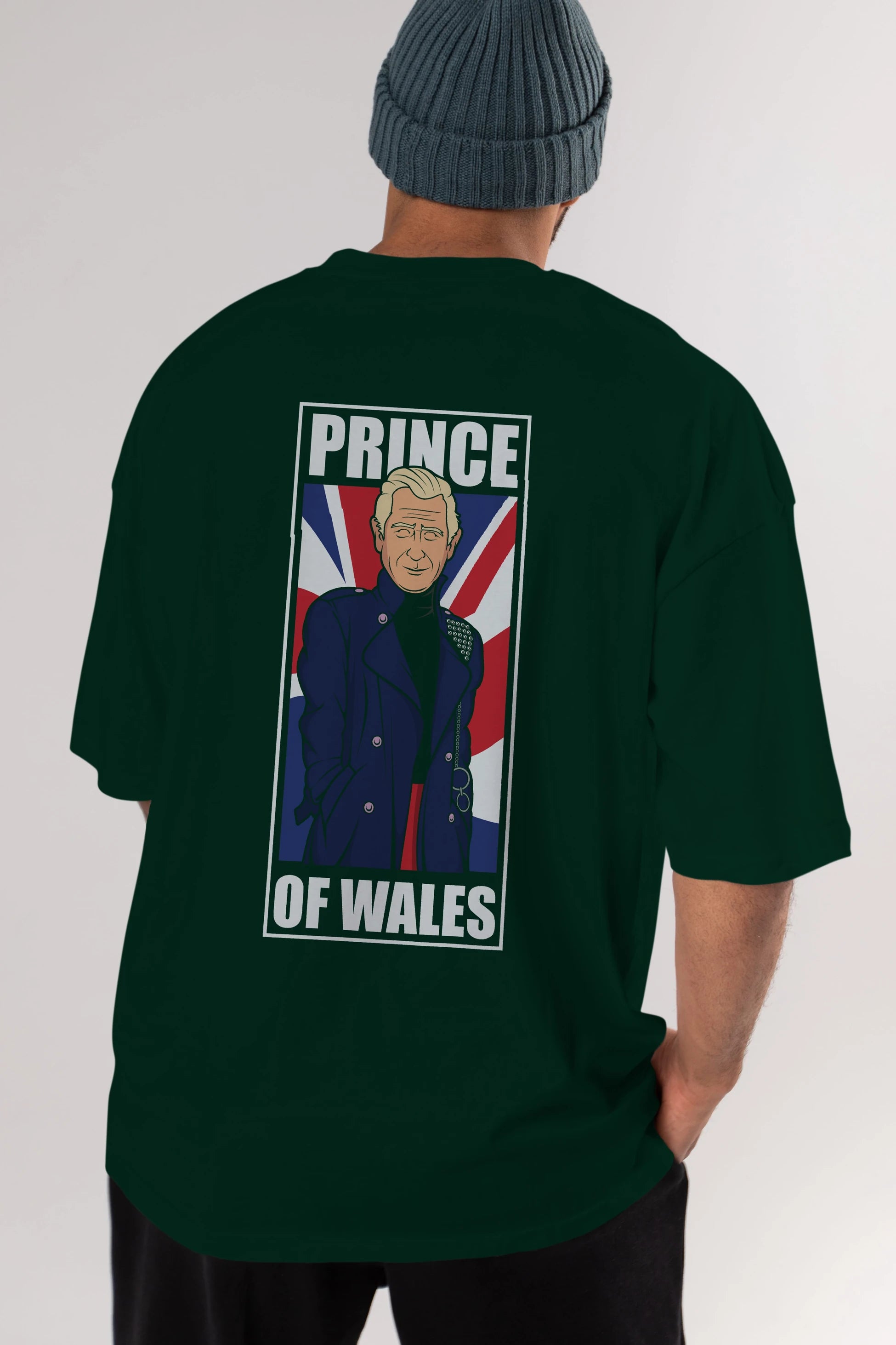Prince Charles Arka Baskılı Oversize t-shirt Erkek Kadın Unisex %100 Pamuk tişort