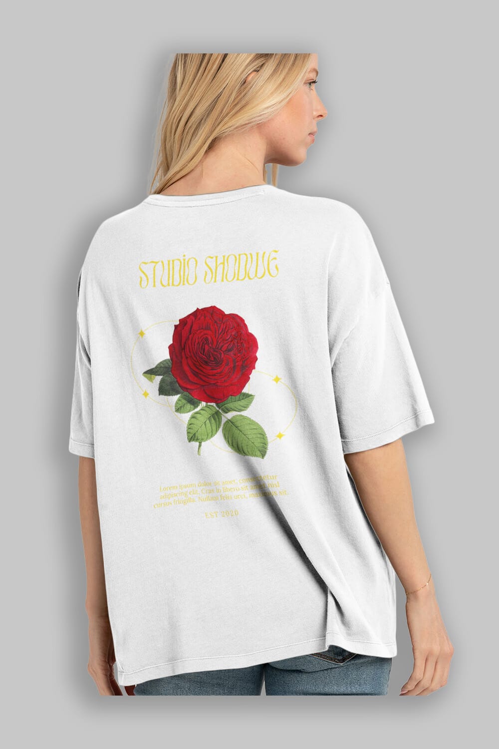 Studio Shodwe Rose Arka Baskılı Oversize t-shirt Erkek Kadın Unisex