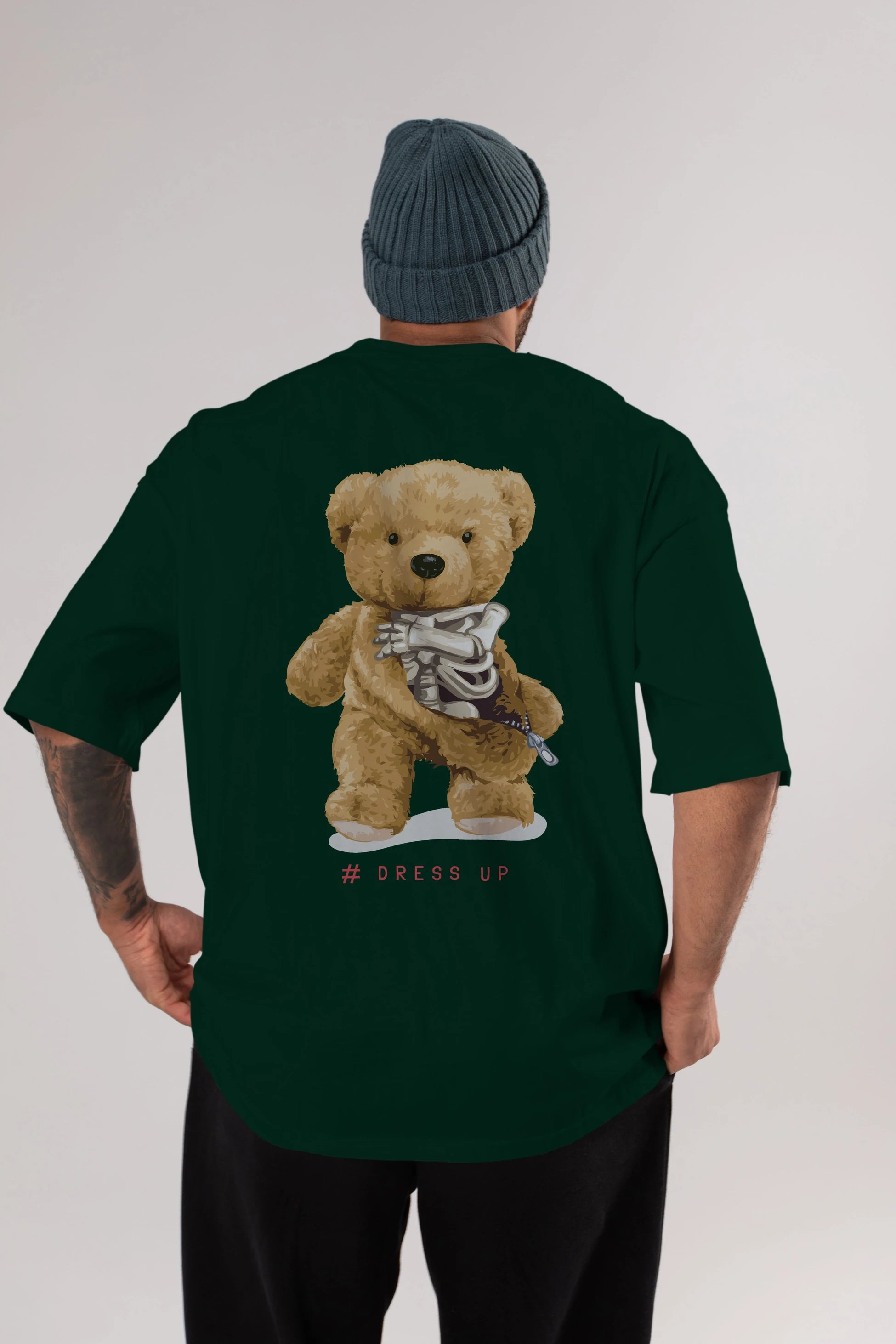 Teddy Bear Dress Up Arka Baskılı Oversize t-shirt Erkek Kadın Unisex %100 Pamuk