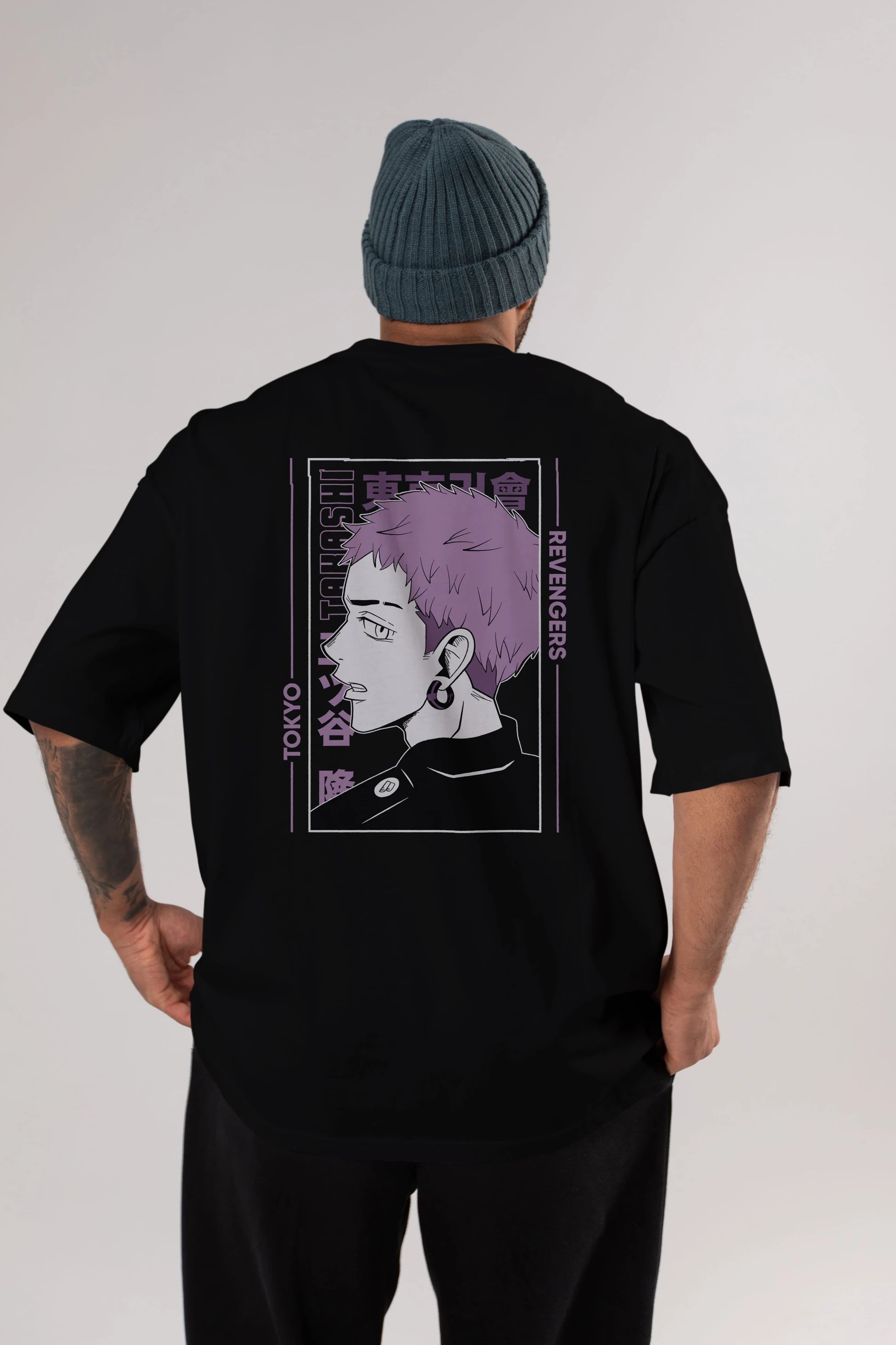 Takashi Mitsuya Anime Arka Baskılı Oversize t-shirt Erkek Kadın Unisex