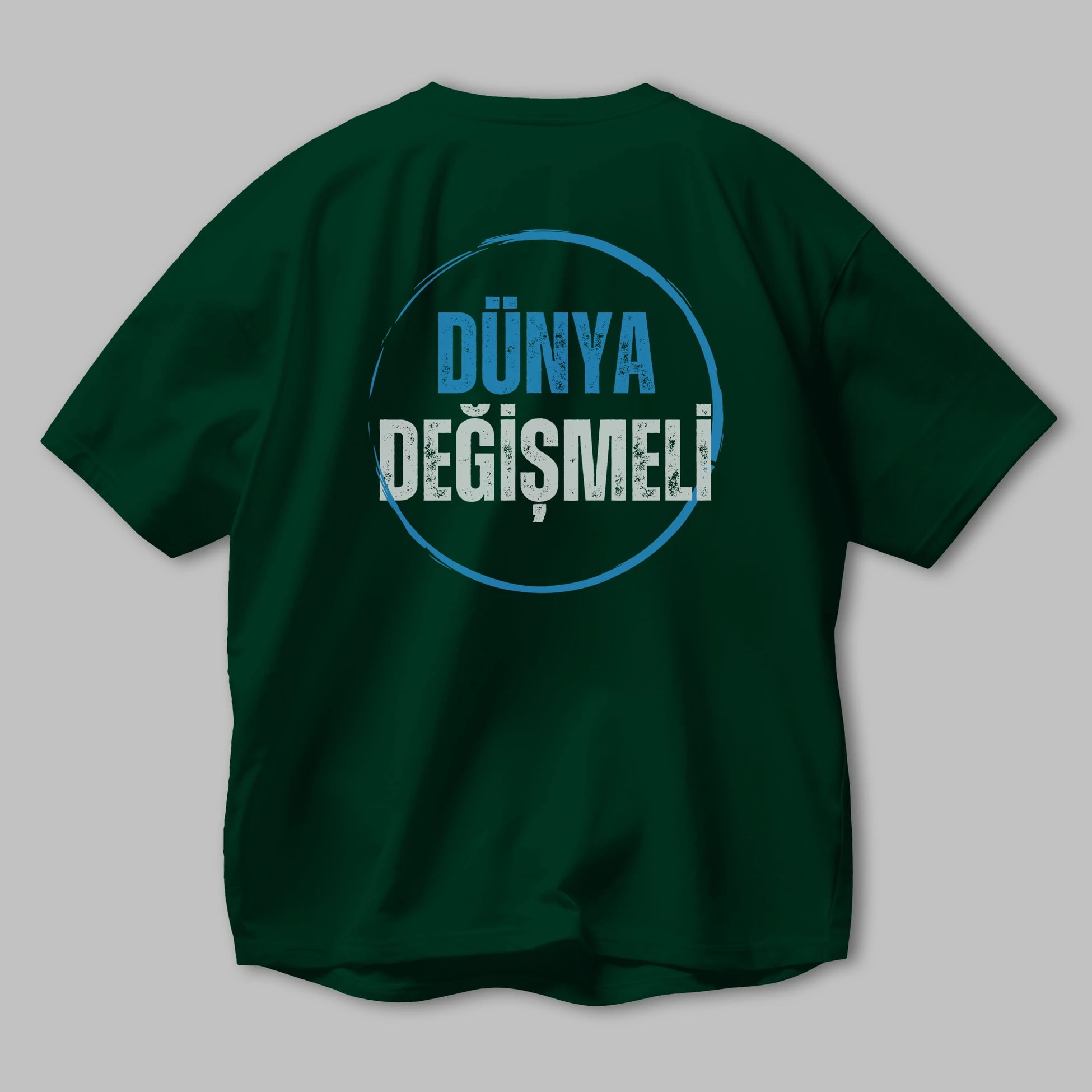 Dünya Değişmeli Yazılı Arka Baskılı Oversize t-shirt Erkek Kadın Unisex