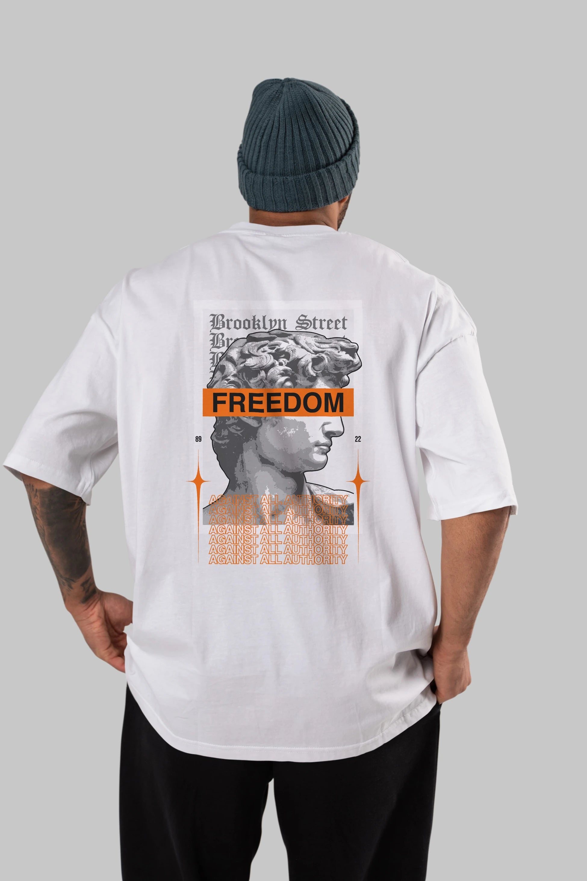 Brooklyn Street Arka Baskılı Oversize t-shirt Erkek Kadın Unisex