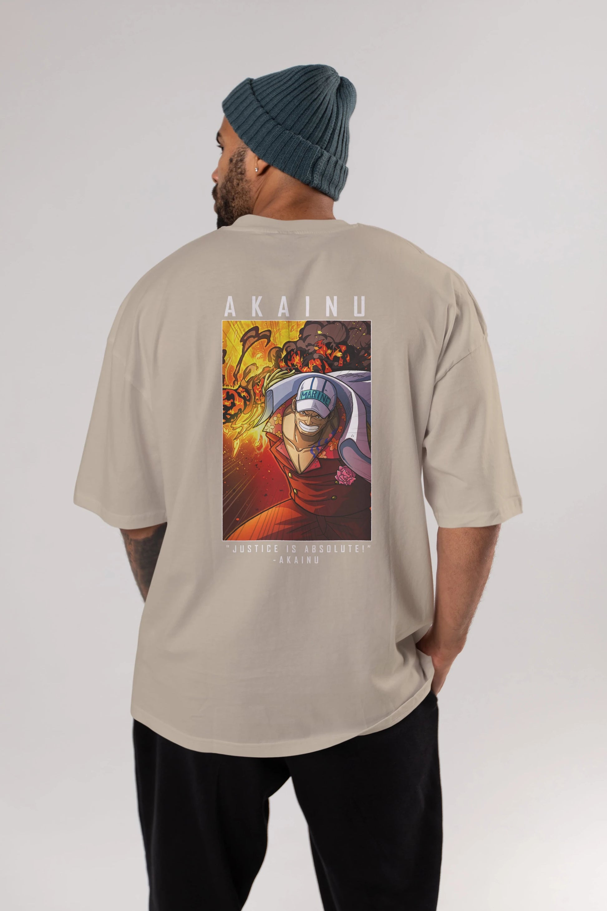 Sakazuki Anime Arka Baskılı Oversize t-shirt Erkek Kadın Unisex %100 pamuk tişort
