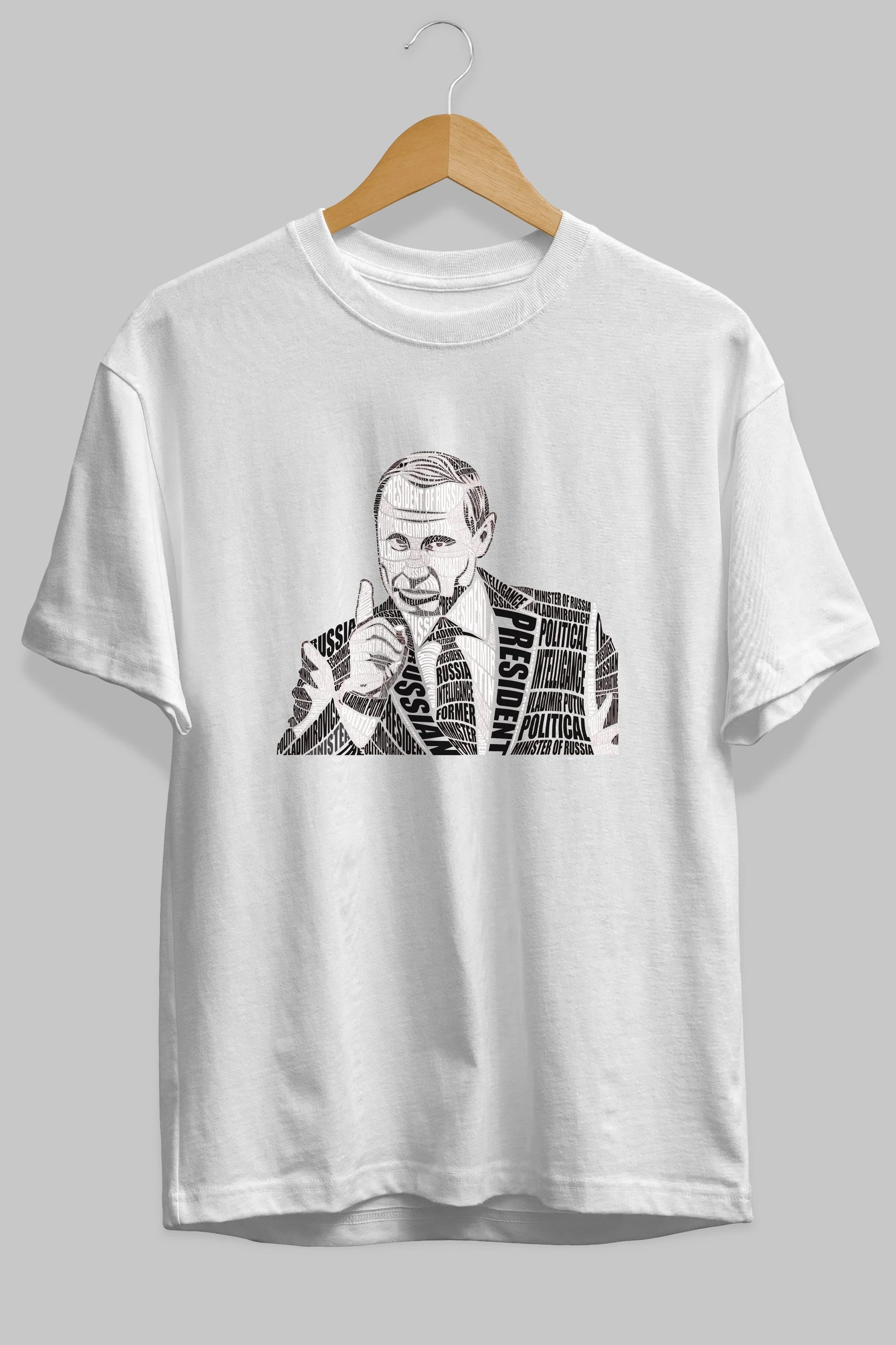 Putin Calligram Ön Baskılı Oversize t-shirt %100 pamuk Erkek Kadın Unisex