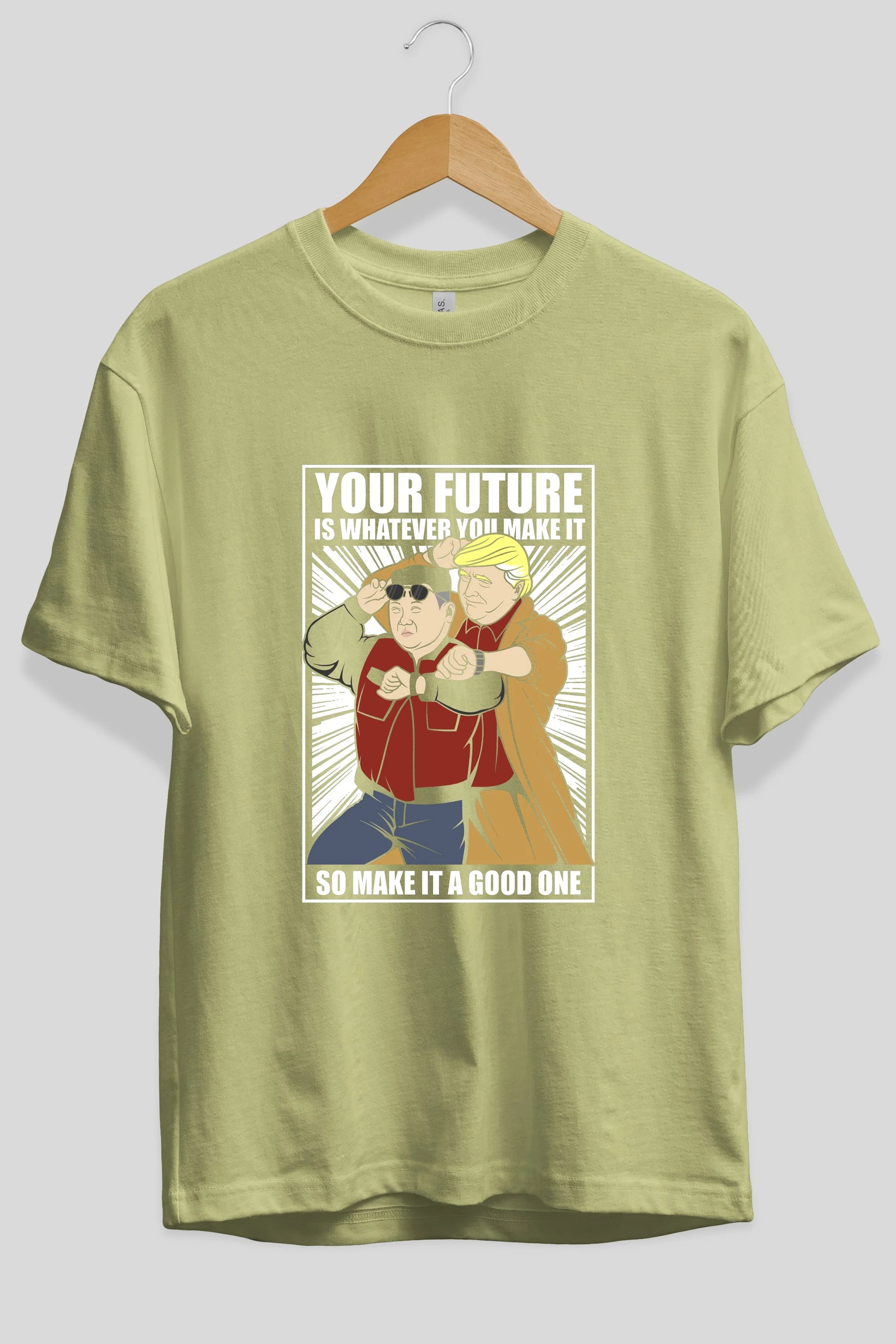 Back To The Future Jong Un Trump Ön Baskılı Oversize t-shirt Erkek Kadın Unisex %100 Pamuk tişort