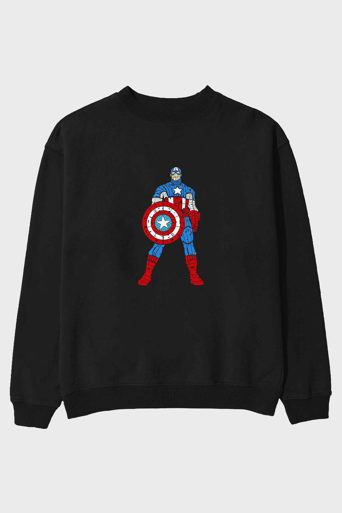 Captain America Ön Baskılı Oversize Sweatshirt Erkek Kadın Unisex