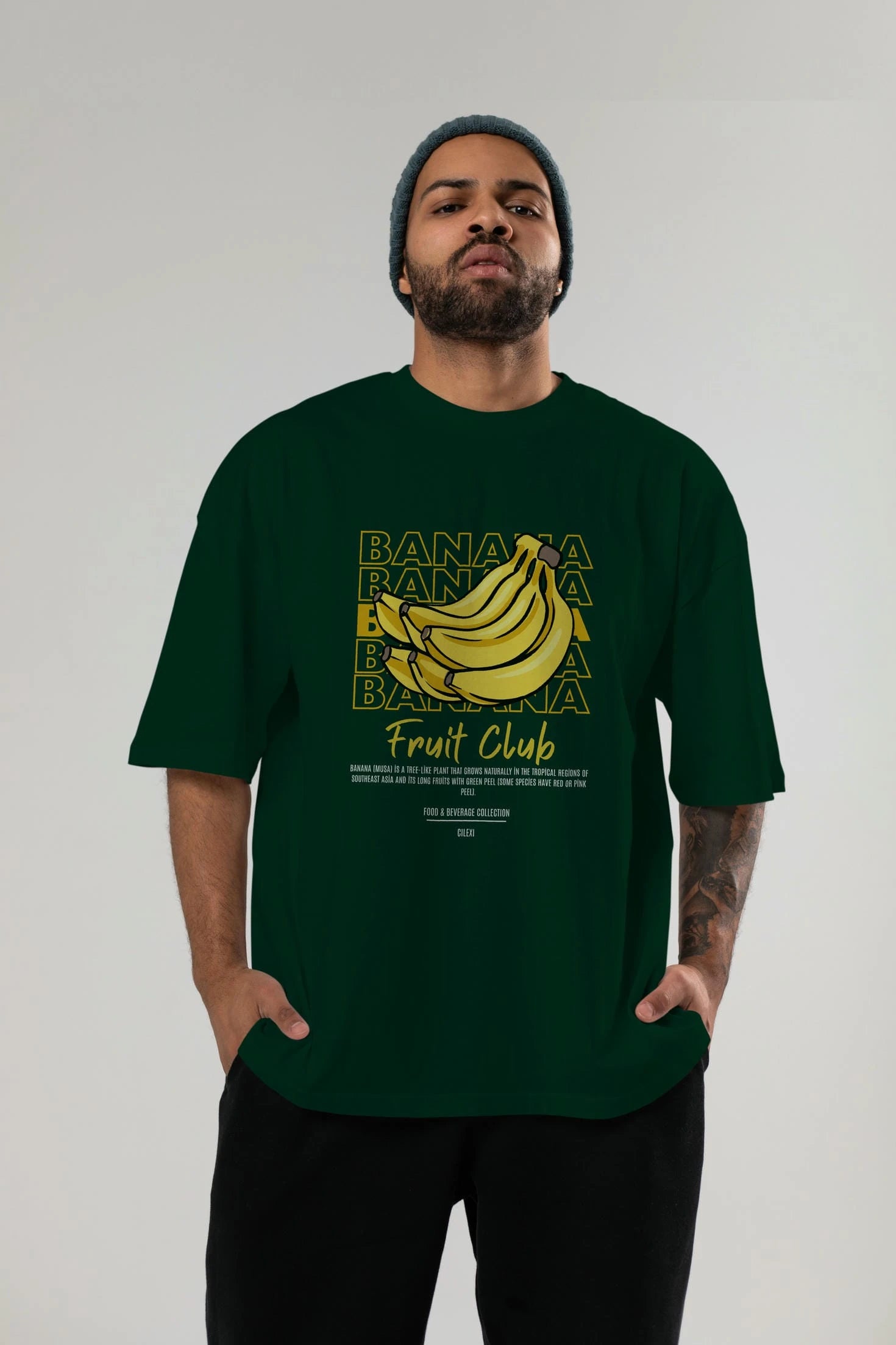 Banana Ön Baskılı Oversize t-shirt Erkek Kadın Pamuk Bisiklet Yaka tişort