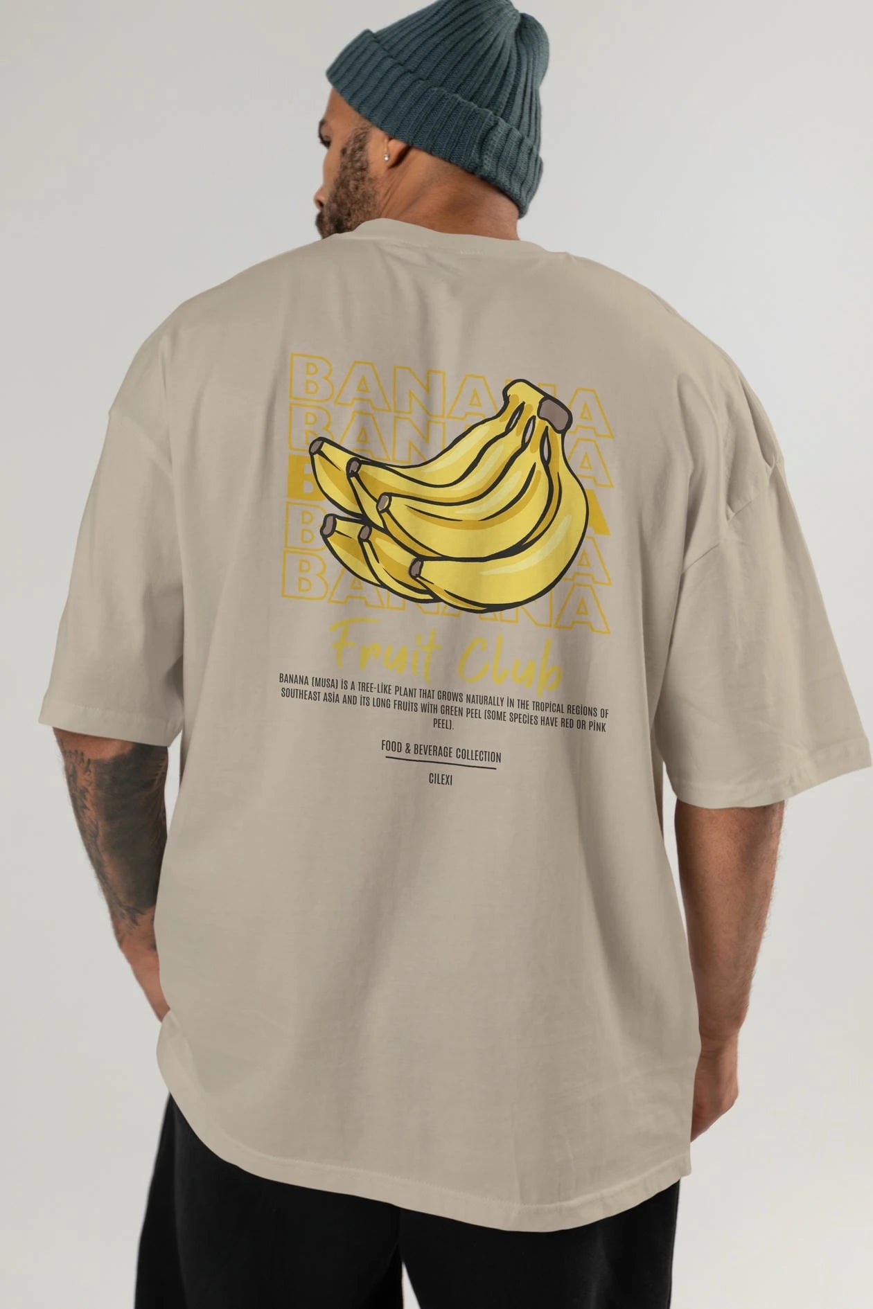 Banana Arka Baskılı Oversize t-shirt Erkek Kadın Pamuk Bisiklet Yaka tişort