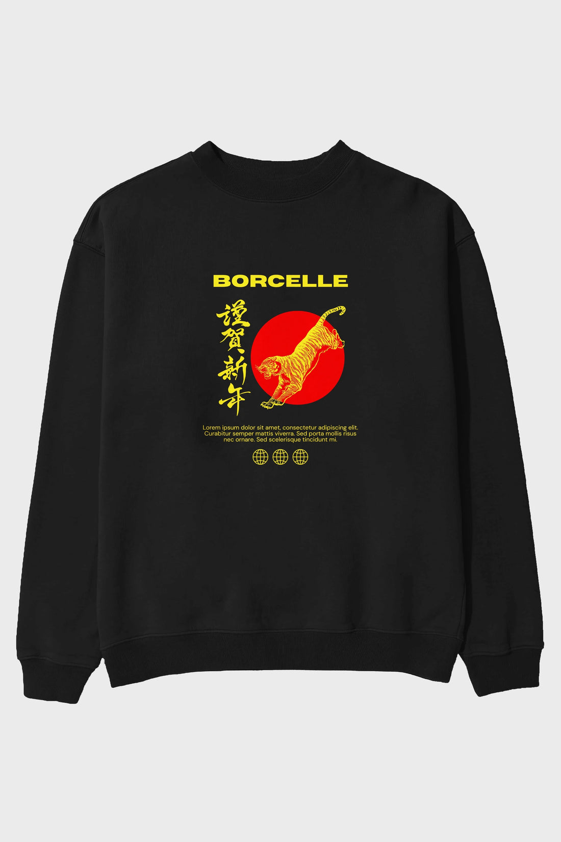 Borcelle Tiger Streetwear Ön Baskılı Oversize Sweatshirt Erkek Kadın Unisex