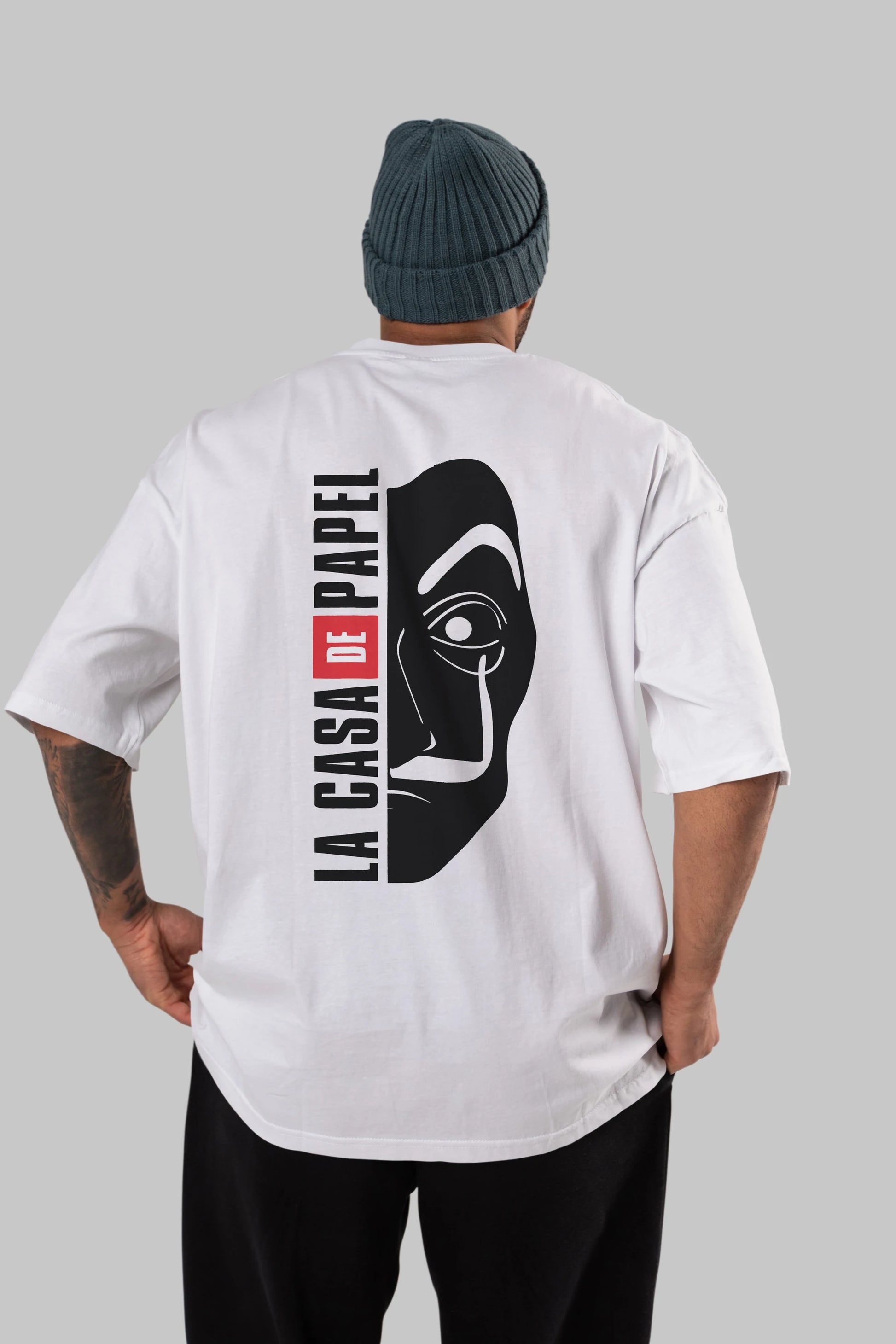 La Casa De Papel (3) Arka Baskılı Oversize t-shirt Erkek Kadın Unisex %100 Pamuk Bisiklet Yaka tişort