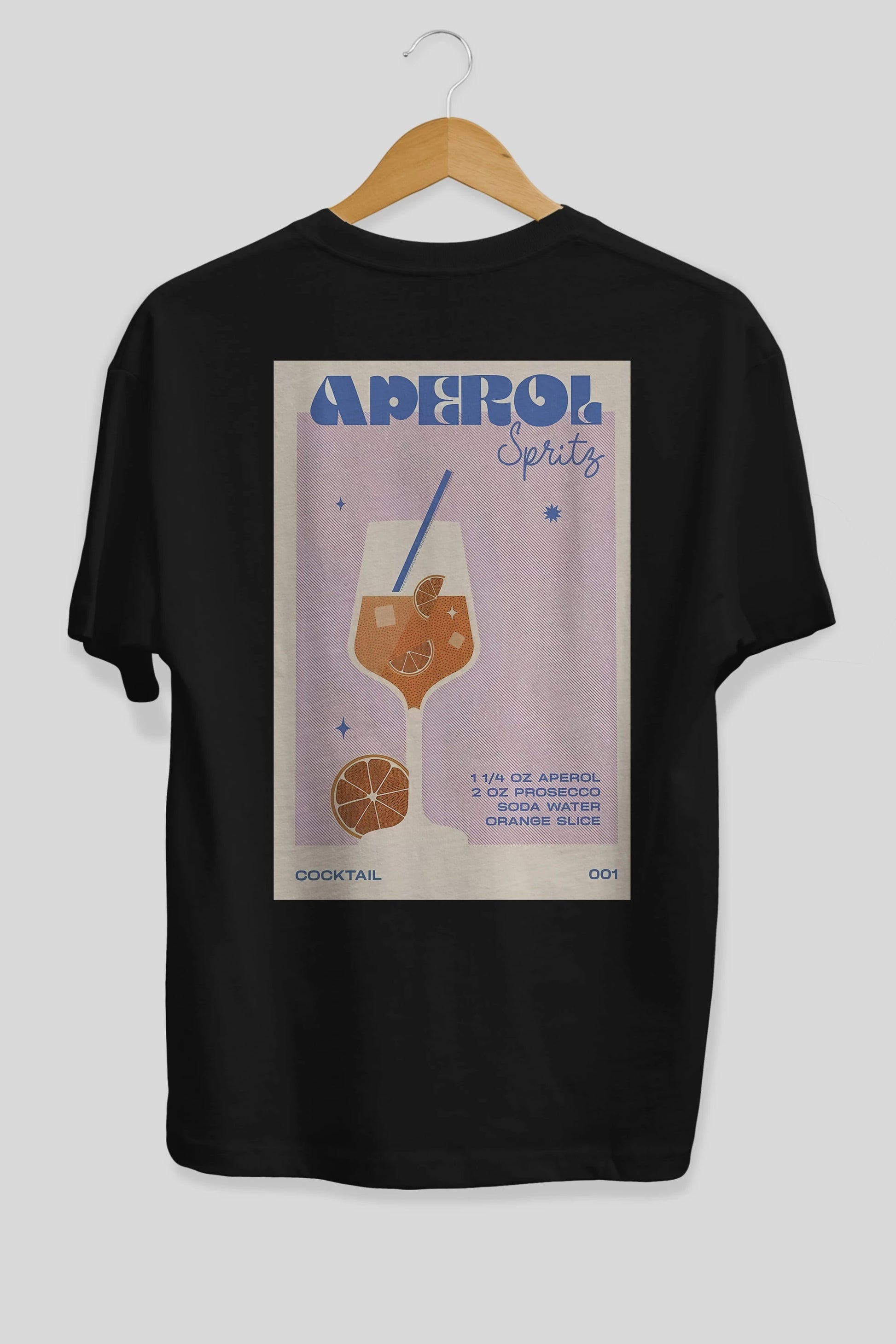 Aperol Spritz Arka Baskılı Oversize t-shirt Erkek Kadın Unisex %100 Pamuk Bisiklet Yaka tişort