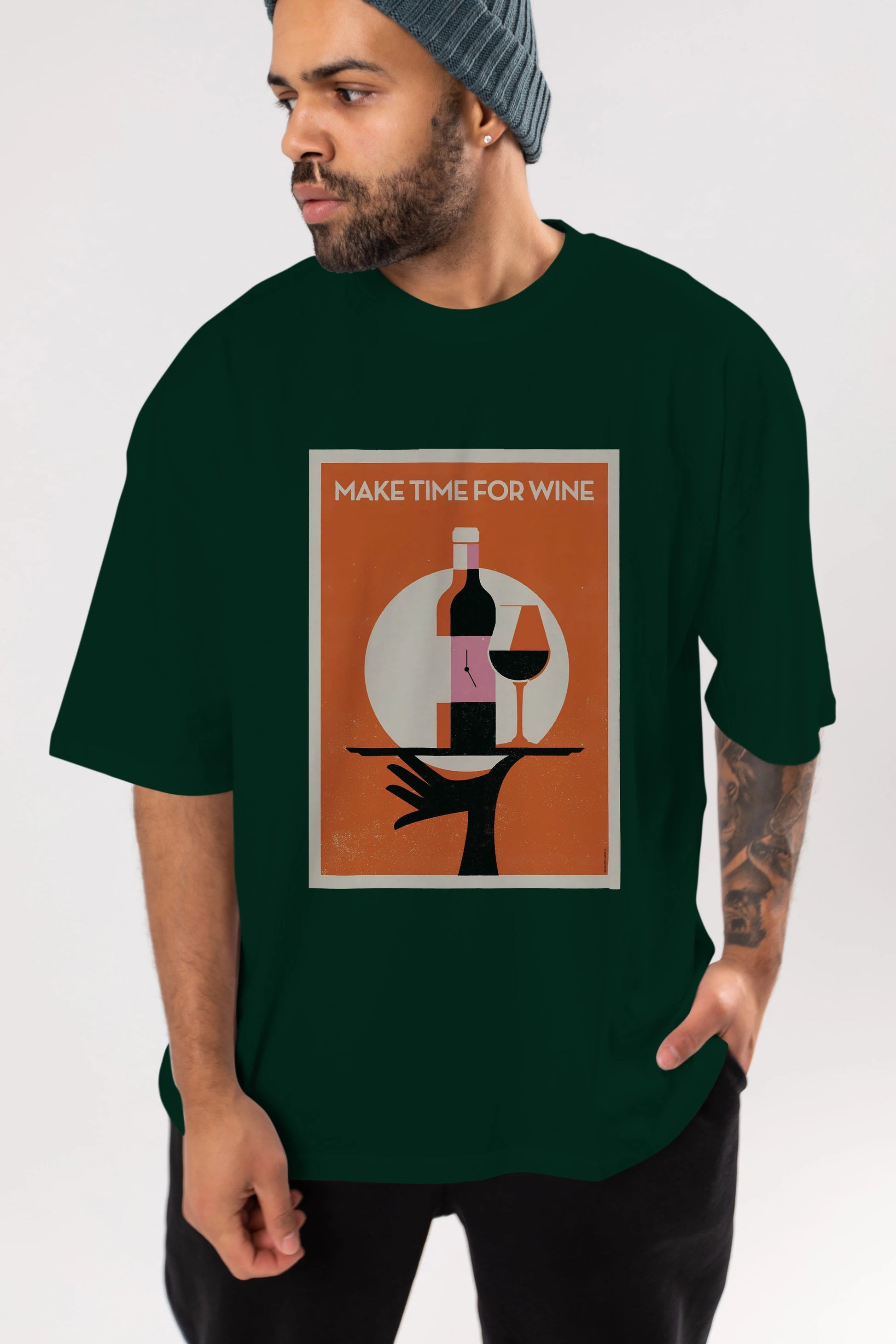 Make Time For Wine Ön Baskılı Oversize t-shirt Erkek Kadın Unisex %100 Pamuk Bisiklet Yaka tişort