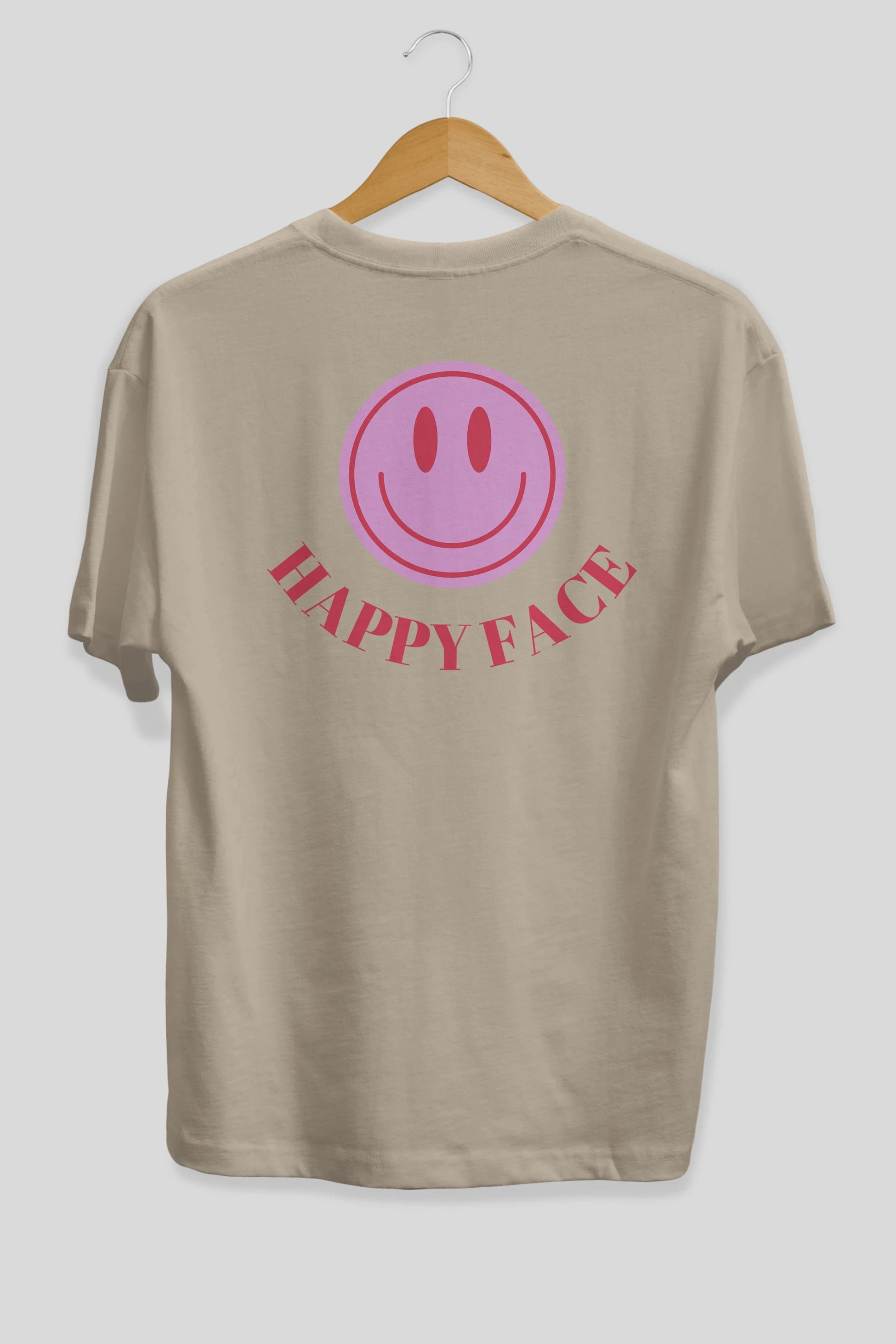 Happy Face Yazılı Arka Baskılı Oversize t-shirt Erkek Kadın Unisex