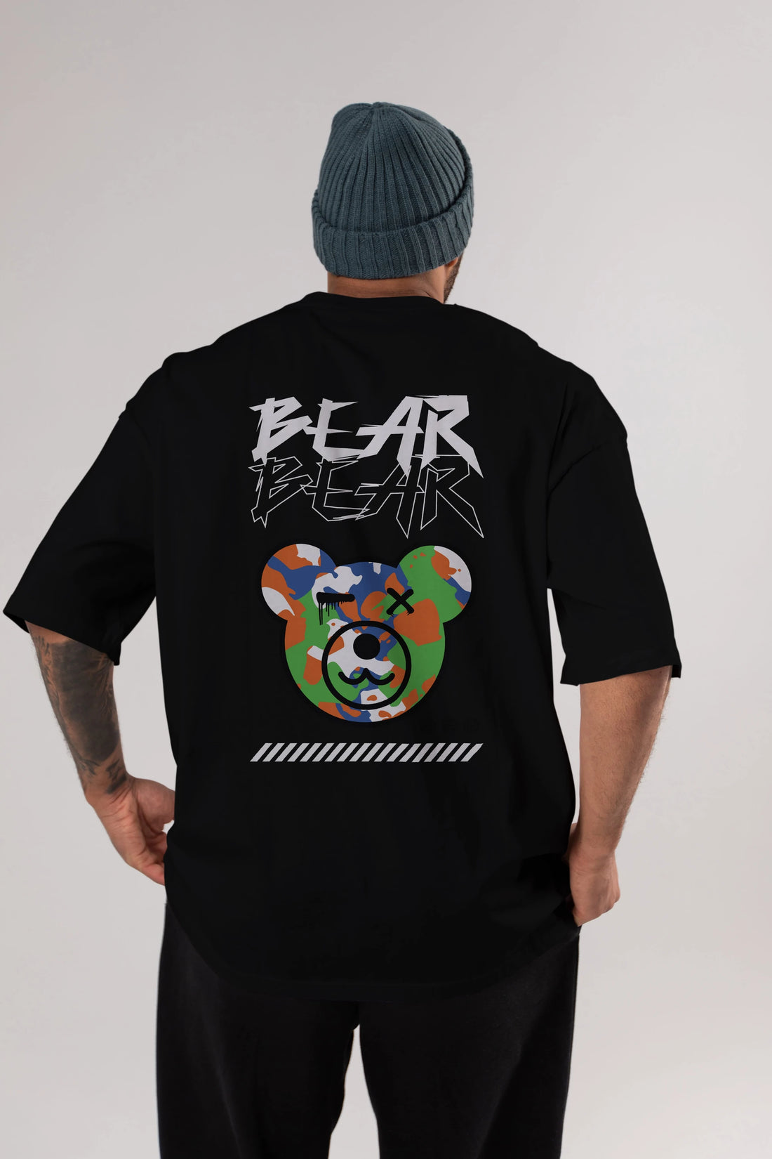 Bear Bear Arka Baskılı Oversize t-shirt Erkek Kadın Unisex