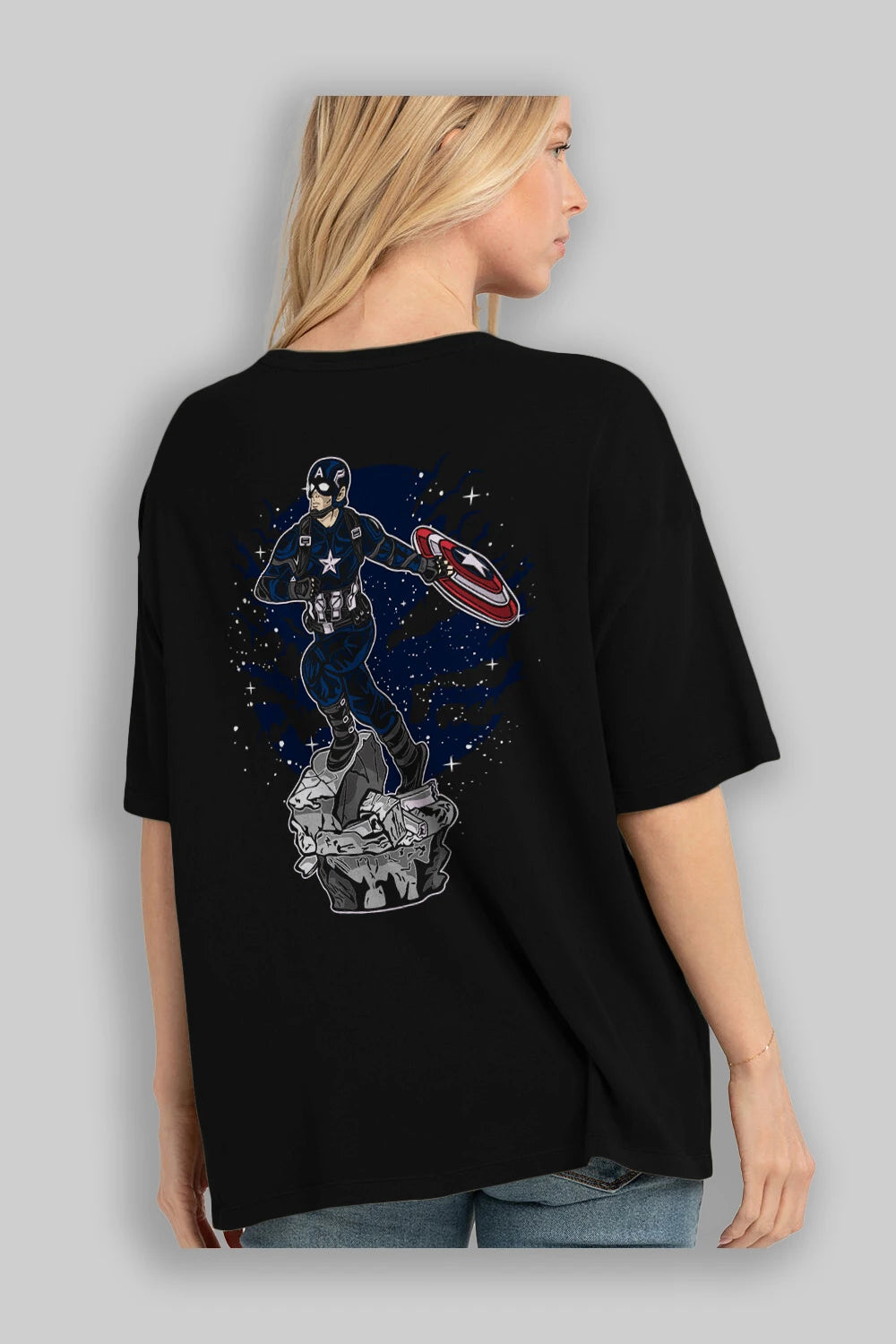 CAPTAIN AMERICA Arka Baskılı Oversize t-shirt Erkek Kadın Unisex %100 Pamuk