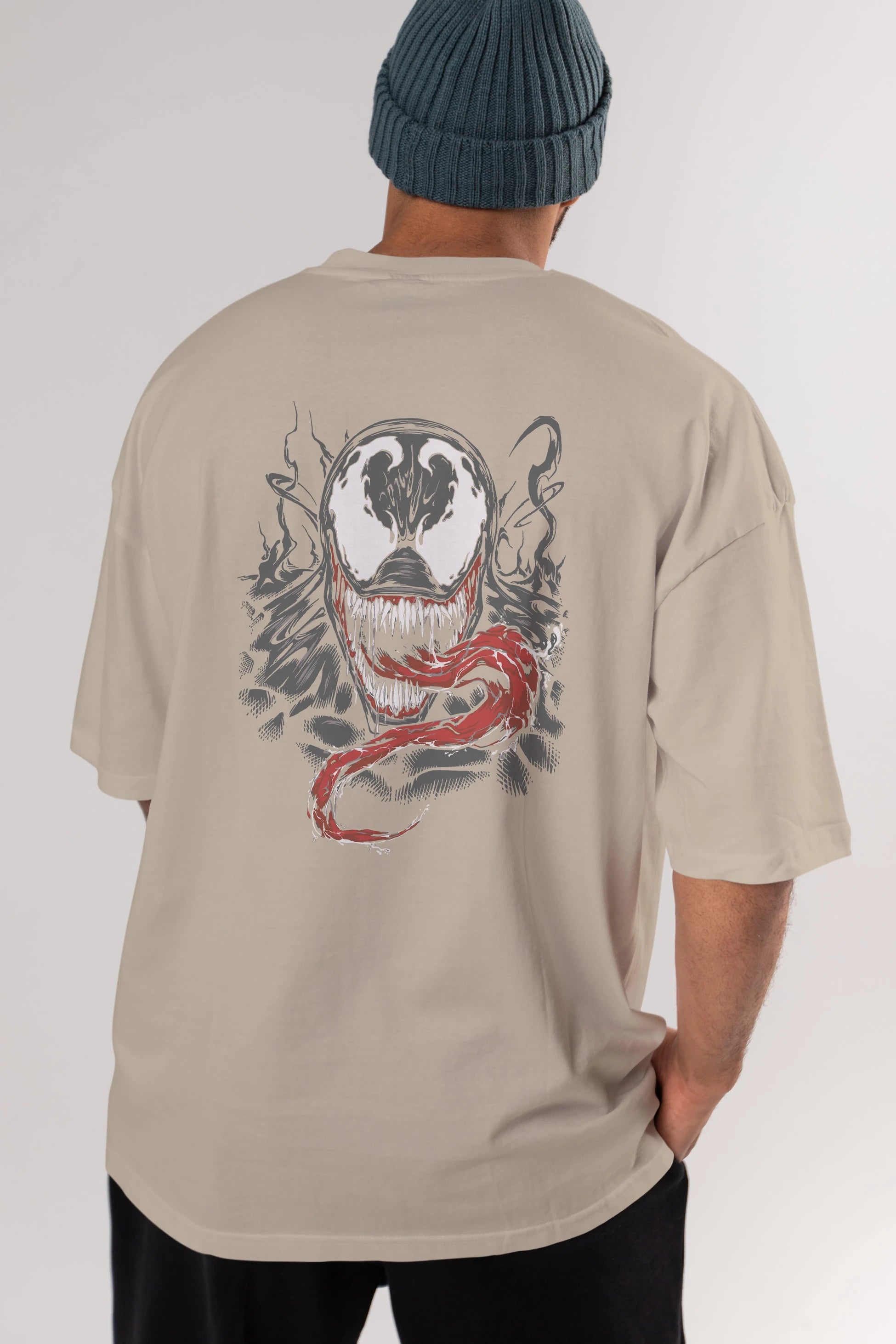 Venom (18) Arka Baskılı Oversize t-shirt Erkek Kadın Unisex %100 Pamuk Bisiklet Yaka tişort