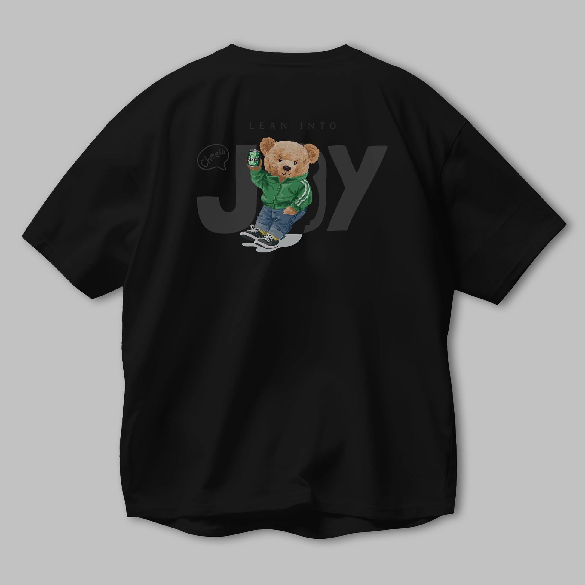 Teddy Bear Joy Arka Baskılı Oversize t-shirt Erkek Kadın Unisex %100 Pamuk