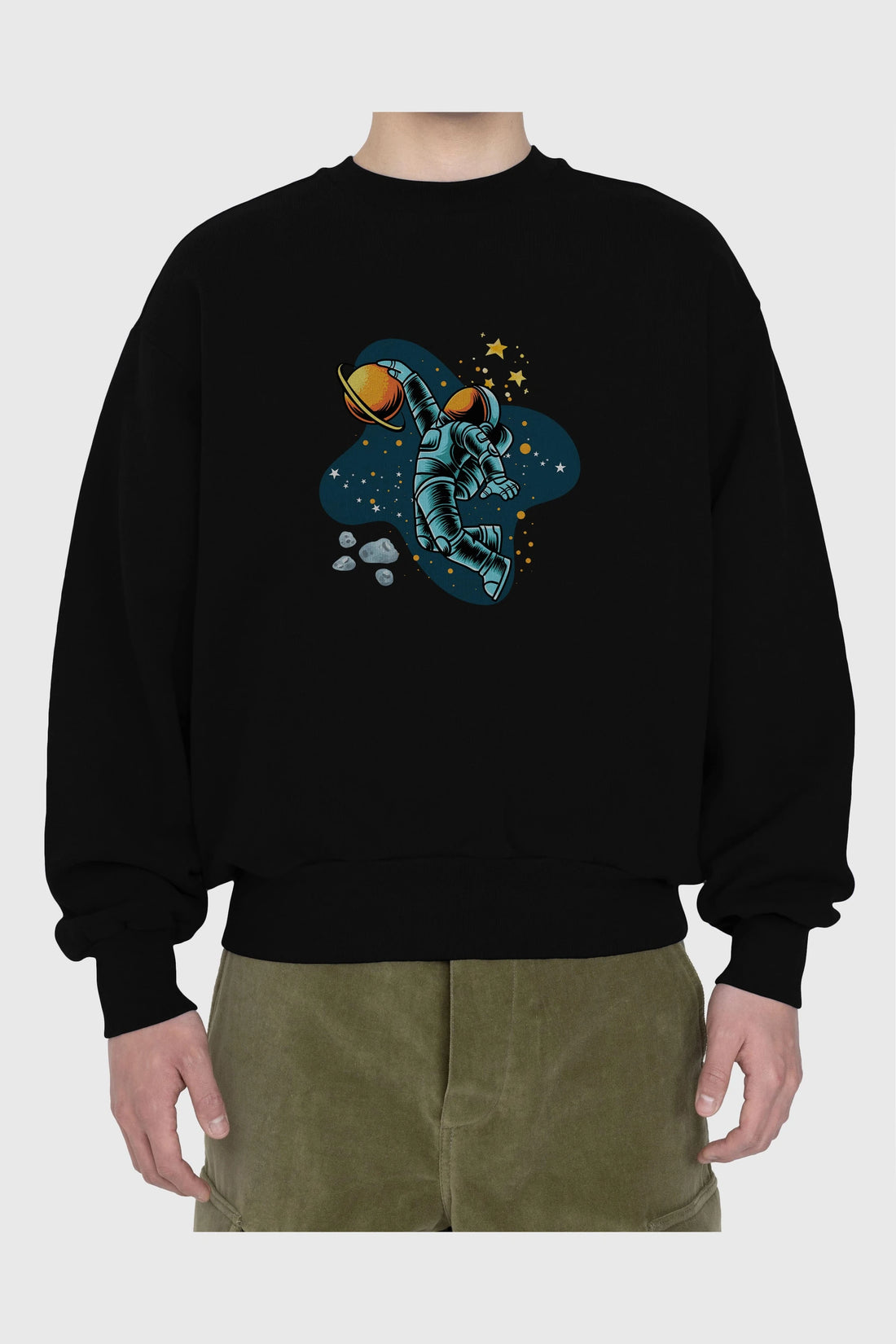 Astronot Basketbol Ön Baskılı Oversize Sweatshirt Erkek Kadın Unisex