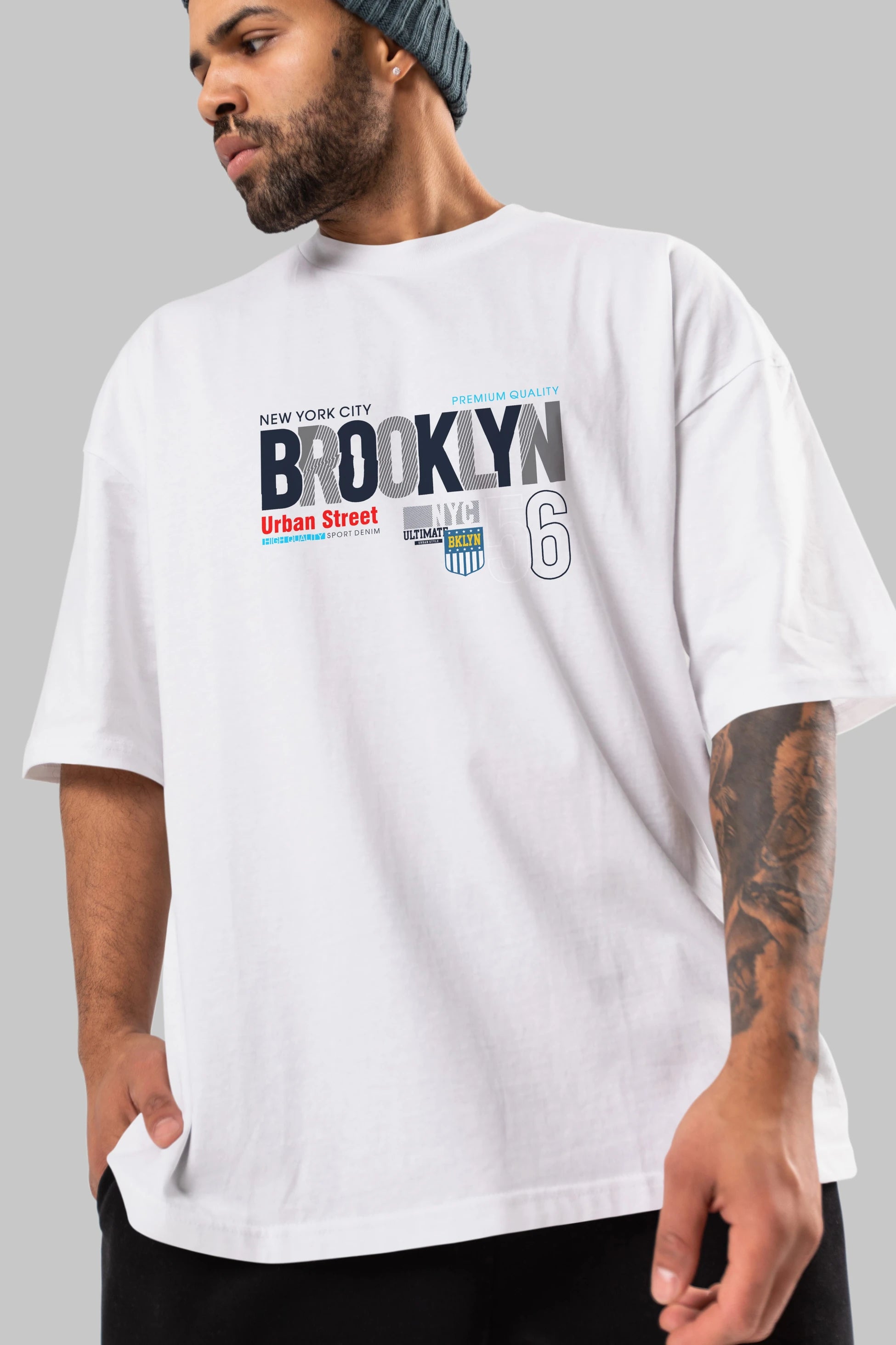 Brooklyn 56 Ön Baskılı Oversize t-shirt Erkek Kadın Unisex