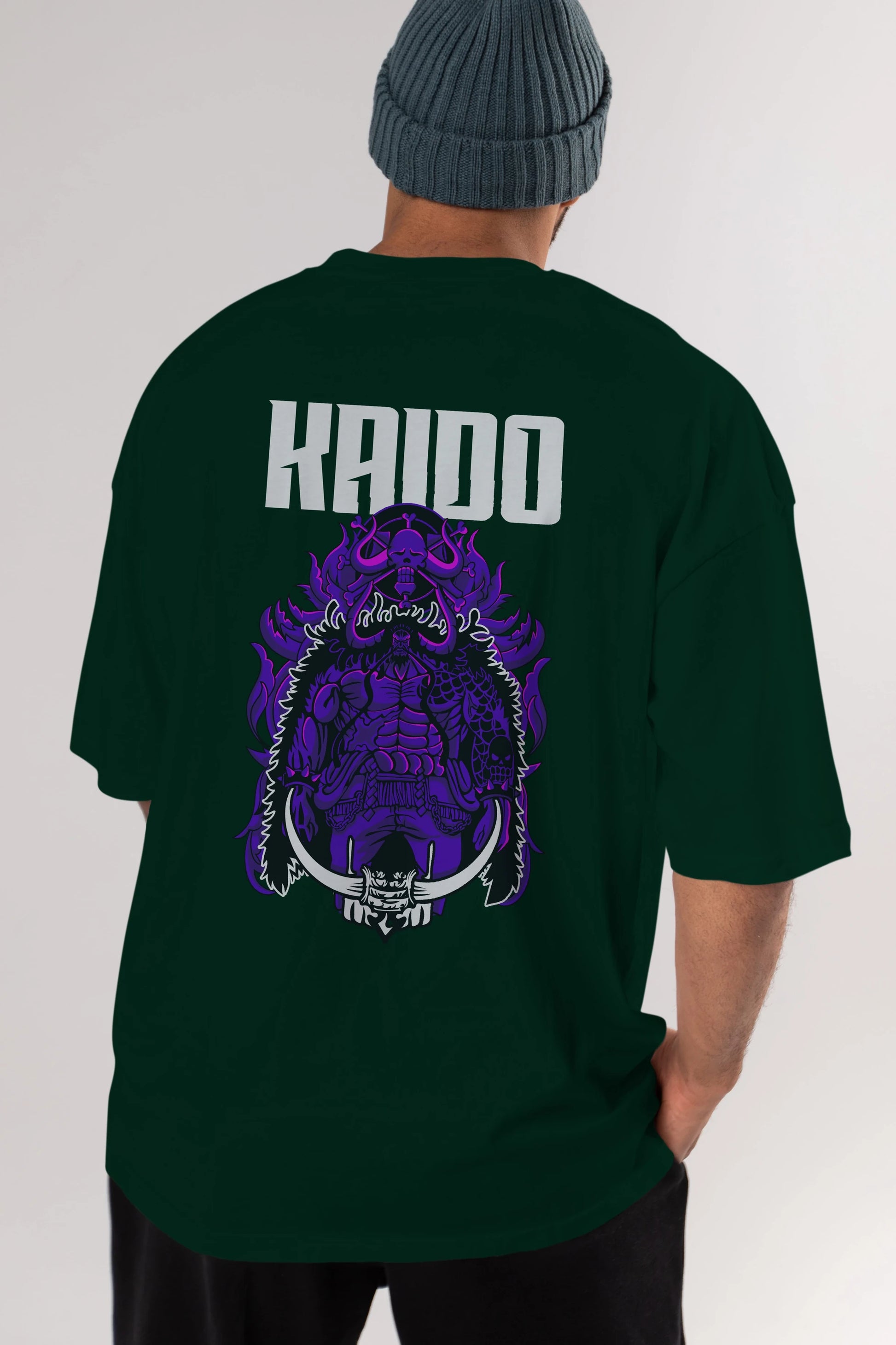 Kaido Anime Arka Baskılı Oversize t-shirt Erkek Kadın Unisex %100 pamuk tişort