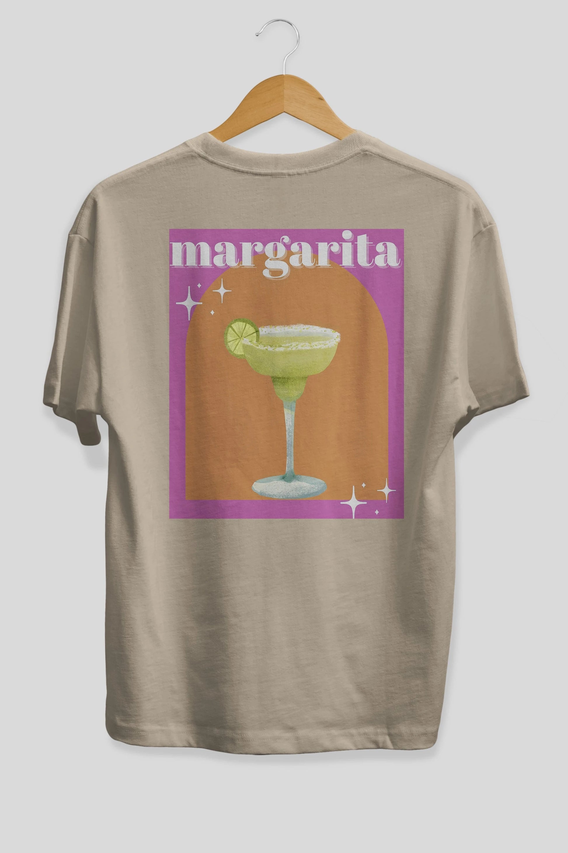 Margarita 7 Arka Baskılı Oversize t-shirt Erkek Kadın Unisex %100 Pamuk Bisiklet Yaka tişort