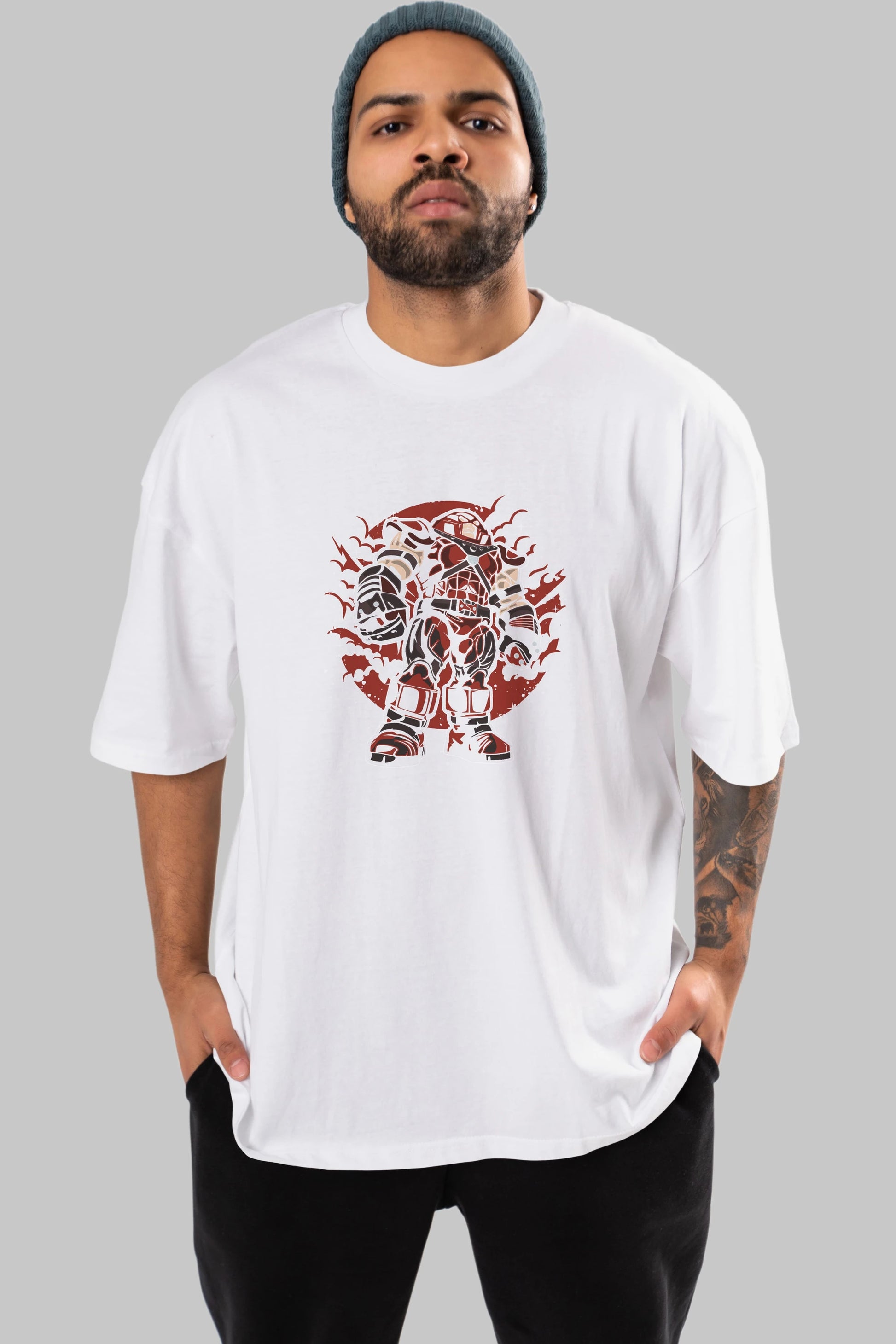 JUGERNAUT Ön Baskılı Oversize t-shirt Erkek Kadın Unisex %100 Pamuk tişort