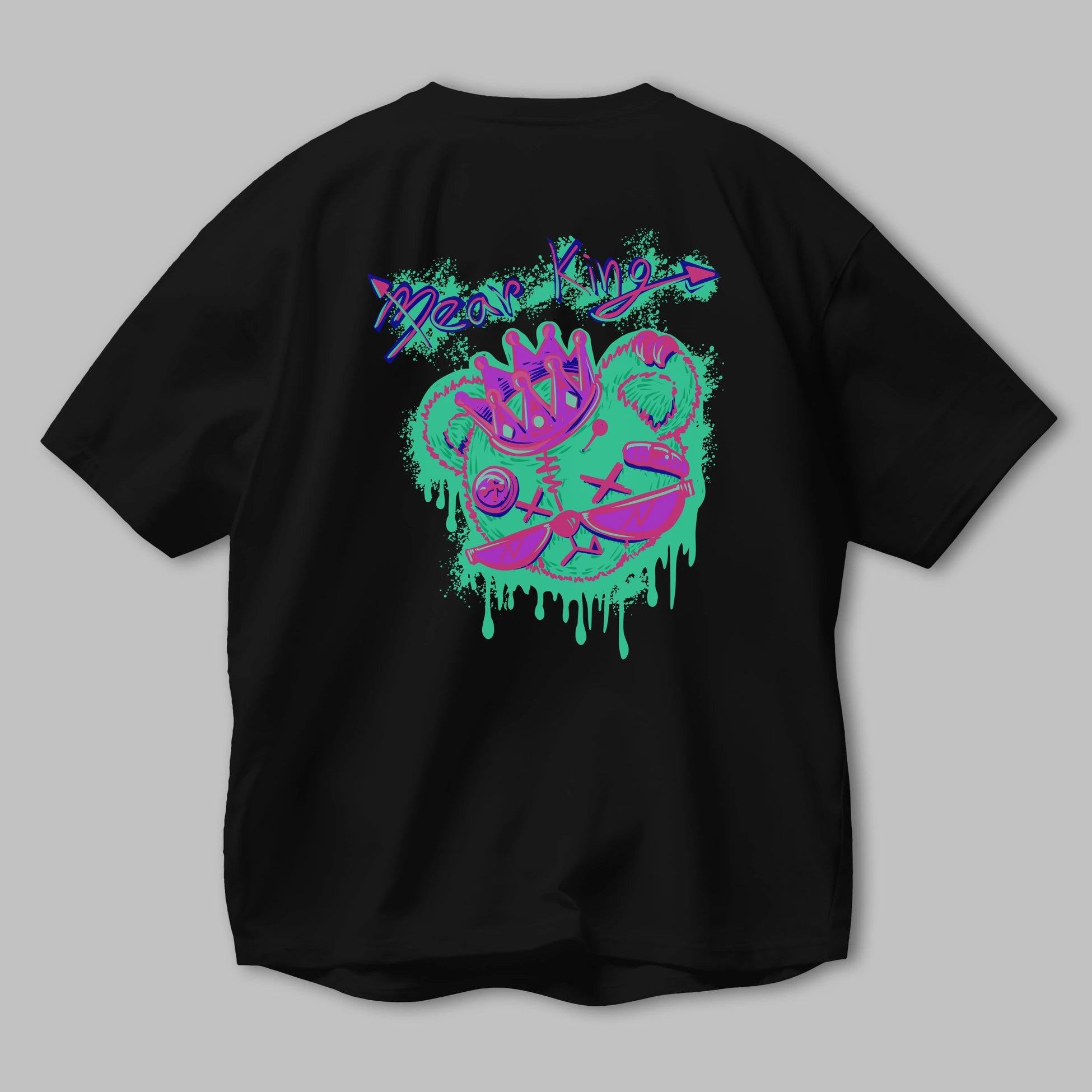 Bear King Arka Baskılı Oversize t-shirt Erkek Kadın Unisex