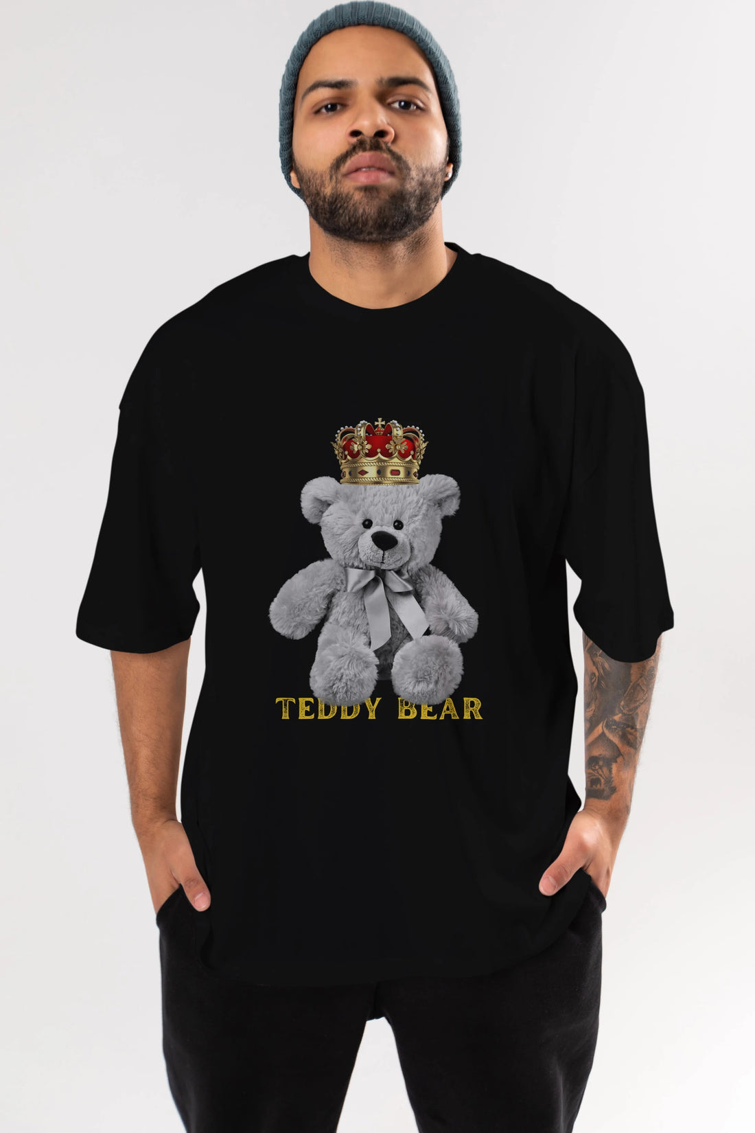 Teddy Bear Ön Baskılı Oversize t-shirt Erkek Kadın Unisex