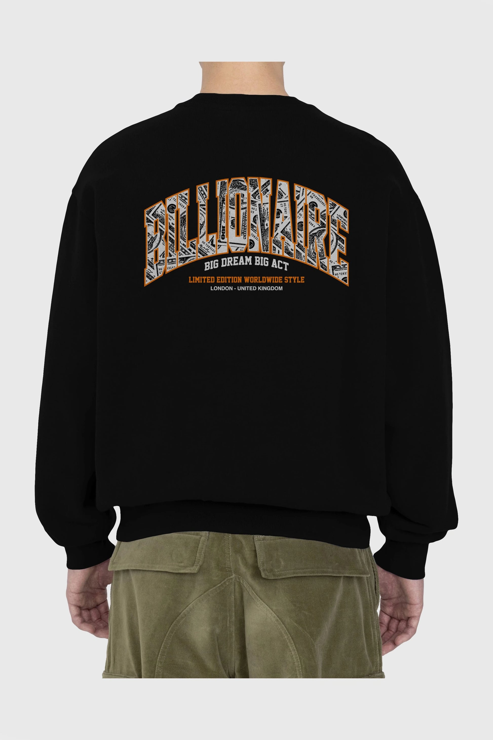 Billionaire Arka Baskılı Oversize Sweatshirt Erkek Kadın Unisex