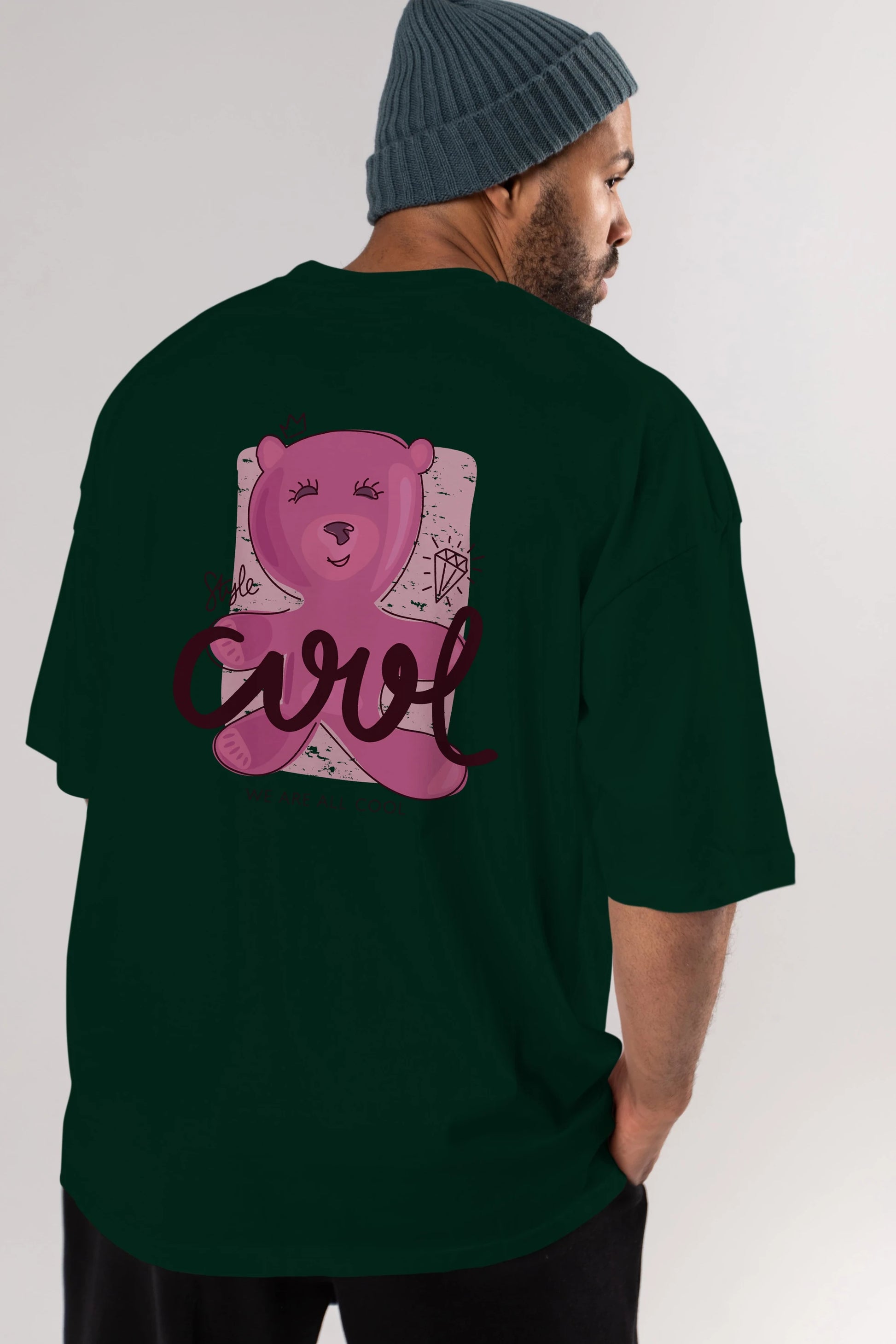 Cool Style Bear Arka Baskılı Oversize t-shirt Erkek Kadın Unisex