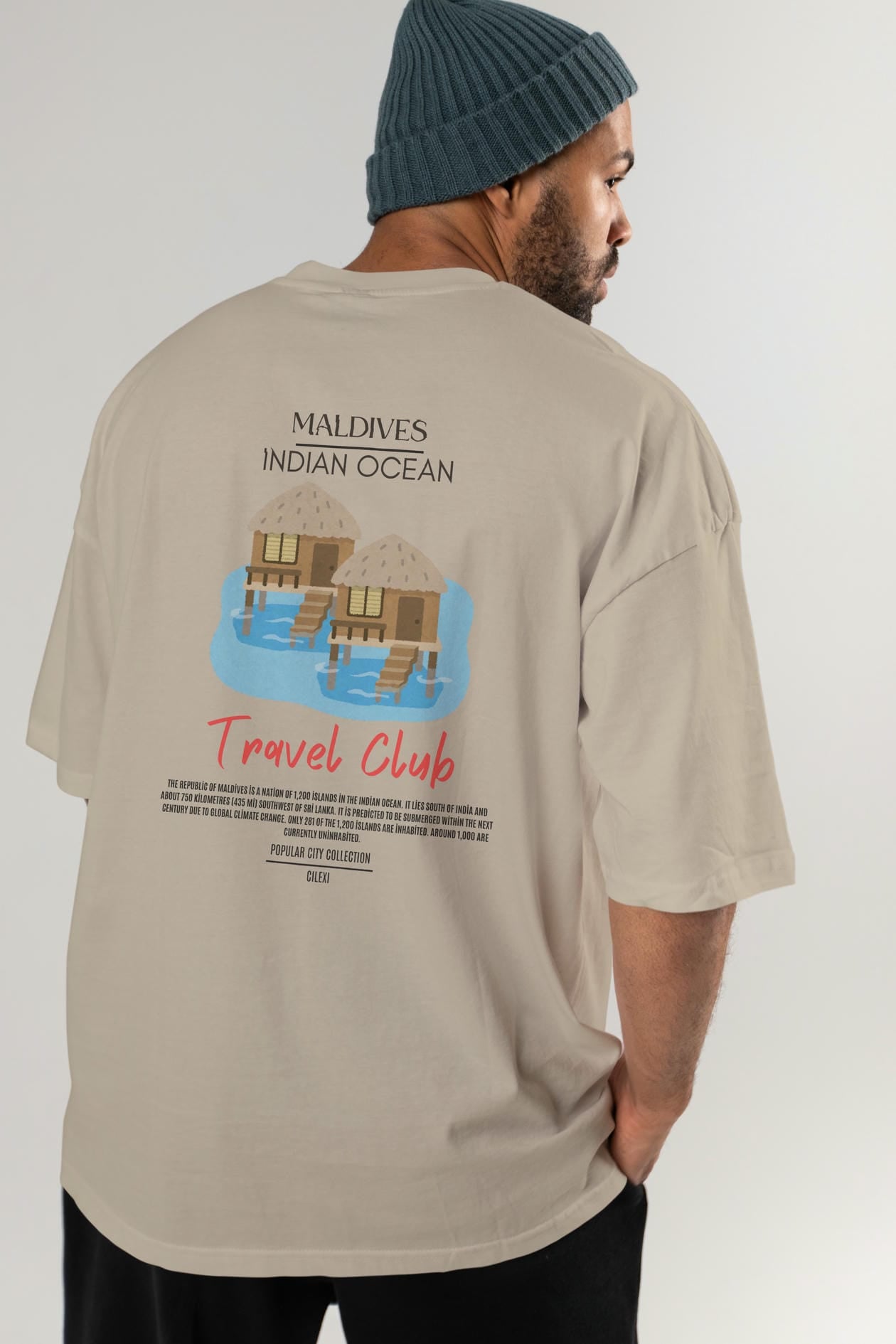Maldives İndian Ocean Arka Baskılı Oversize t-shirt Erkek Kadın Pamuk Bisiklet Yaka tişort