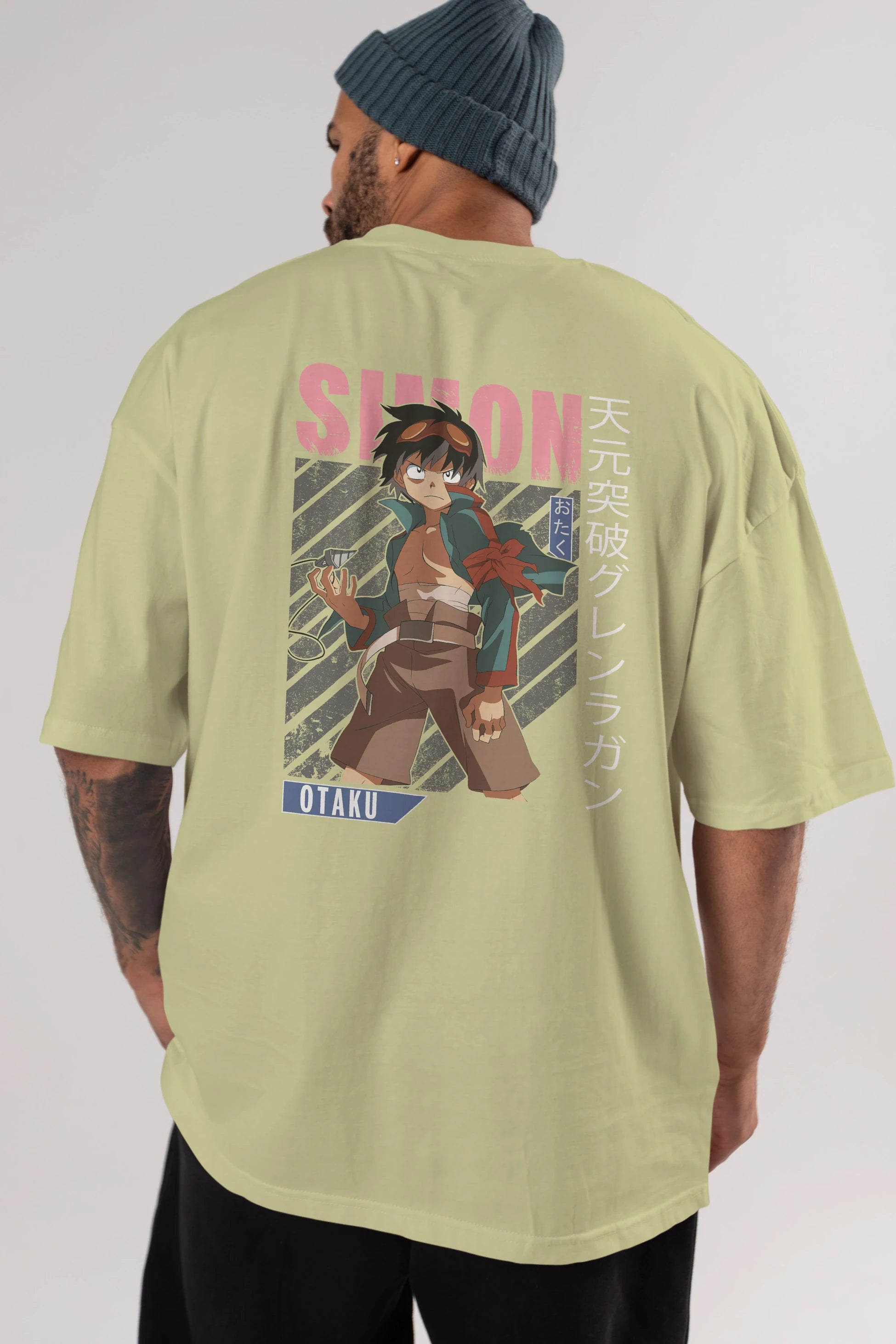 Simon 5 Anime Arka Baskılı Oversize t-shirt Erkek Kadın Unisex