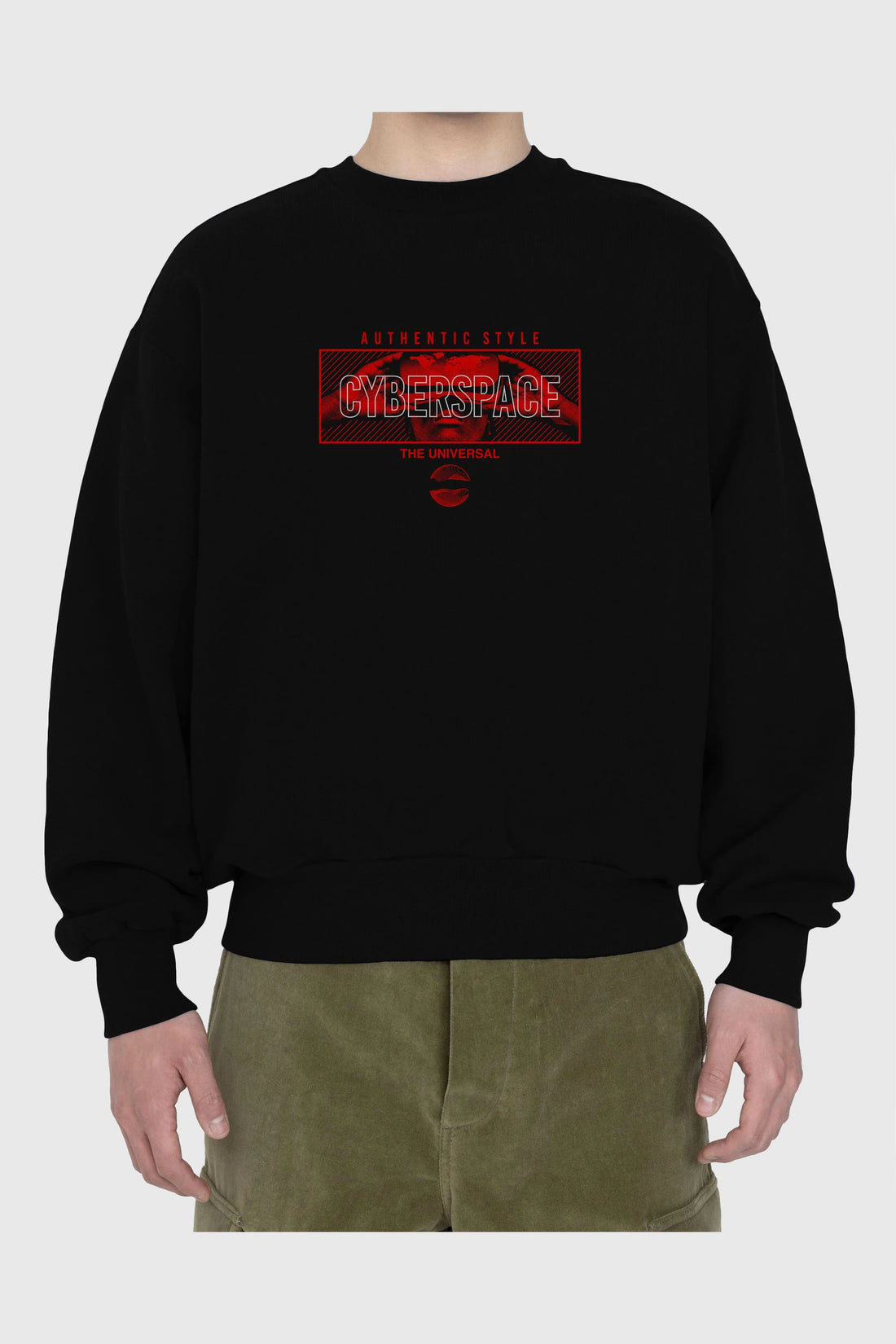 Cyberspace Ön Baskılı Oversize Sweatshirt Erkek Kadın Unisex