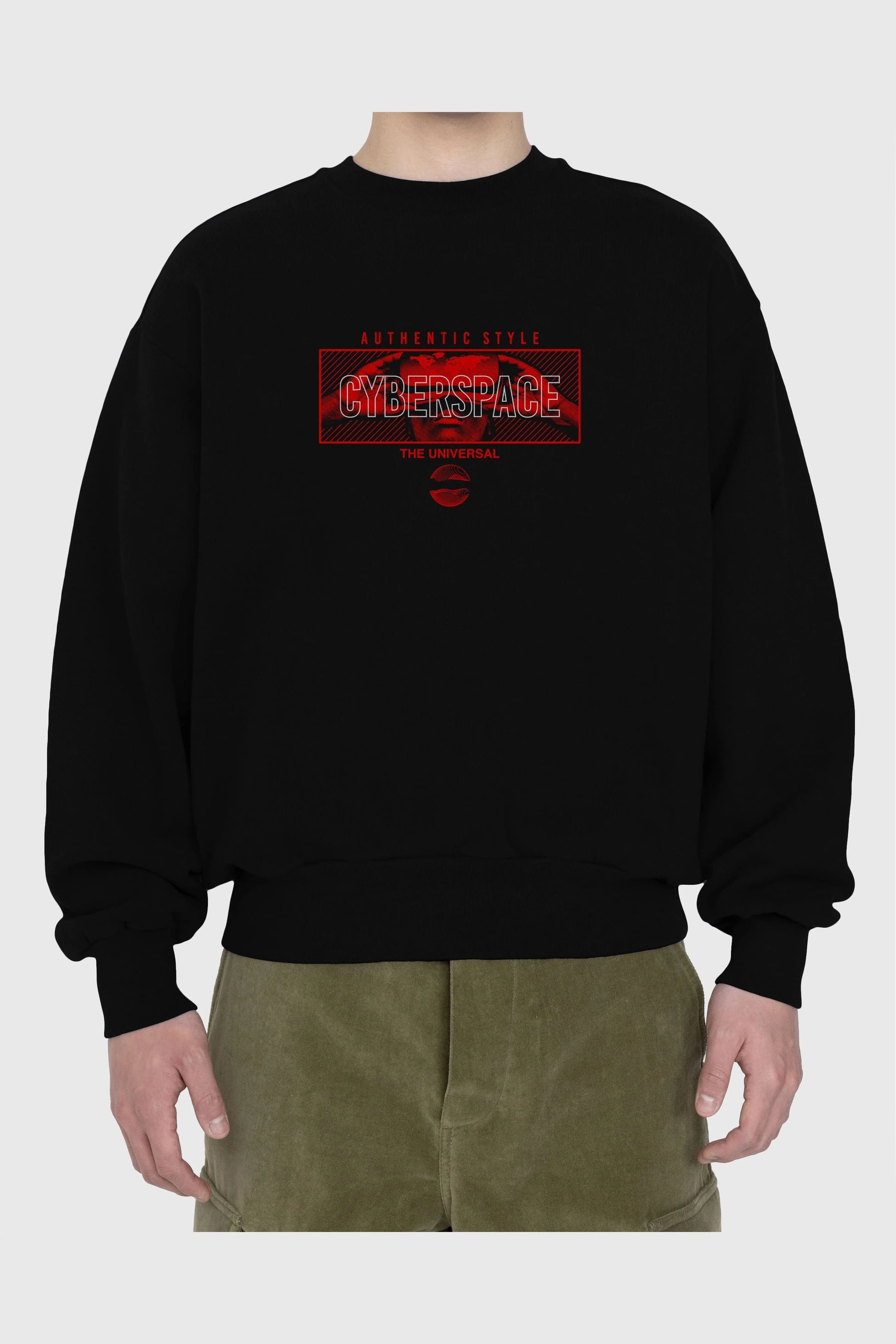 Cyberspace Ön Baskılı Oversize Sweatshirt Erkek Kadın Unisex