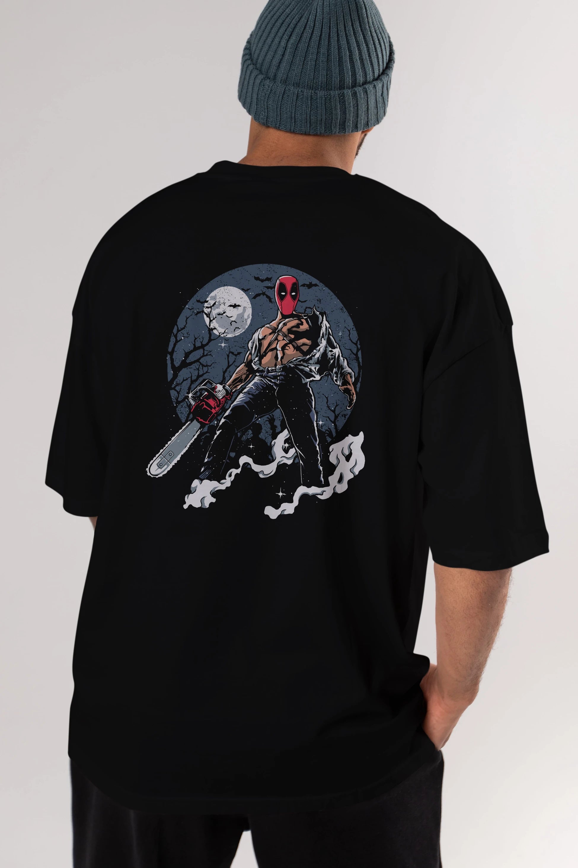Evil Deadpool Arka Baskılı Oversize t-shirt Erkek Kadın Unisex %100 Pamuk