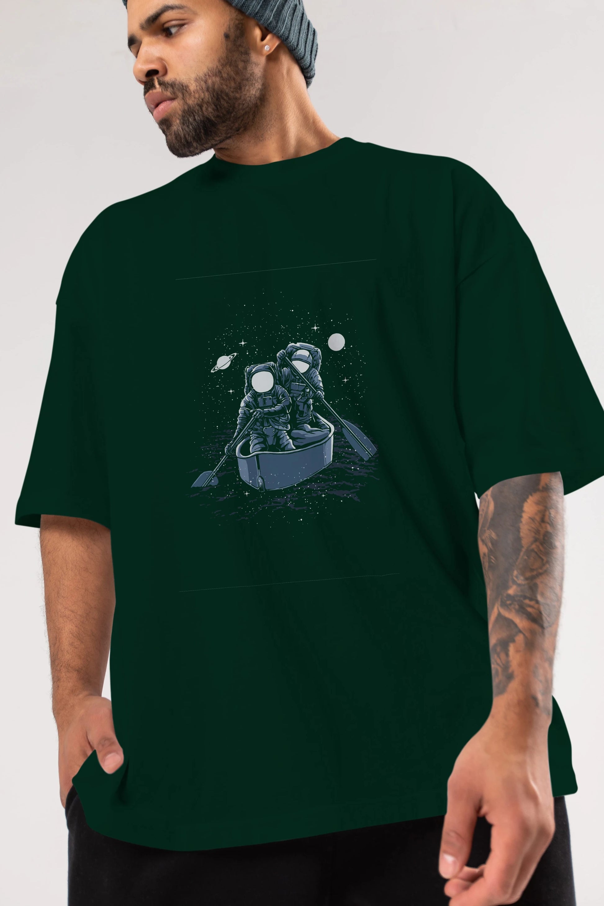 Across The Galaxy Ön Baskılı Oversize t-shirt Erkek Kadın Unisex %100 Pamuk tişort