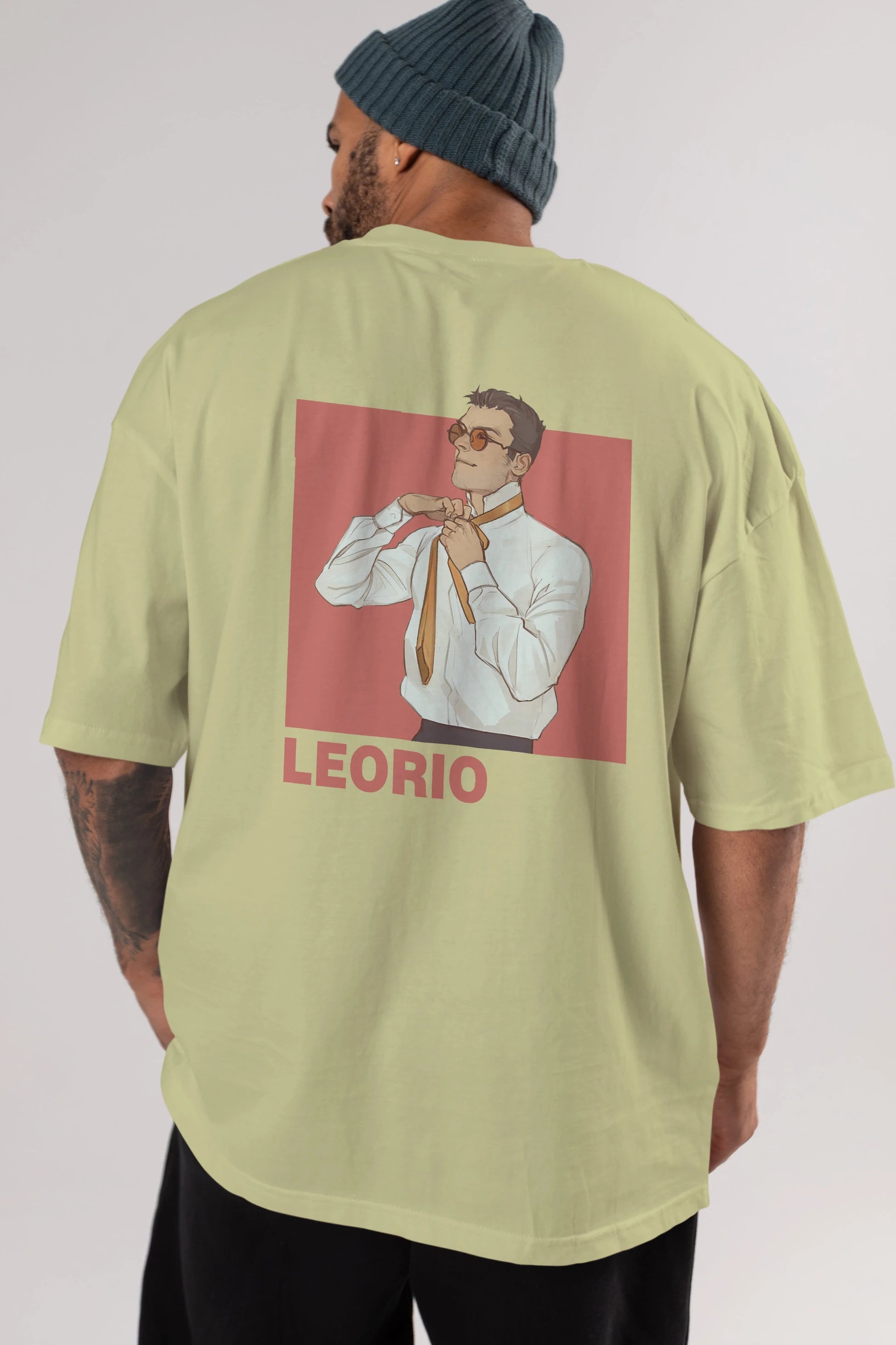 Leorio Paladiknight 5 Anime Arka Baskılı Oversize t-shirt Erkek Kadın Unisex