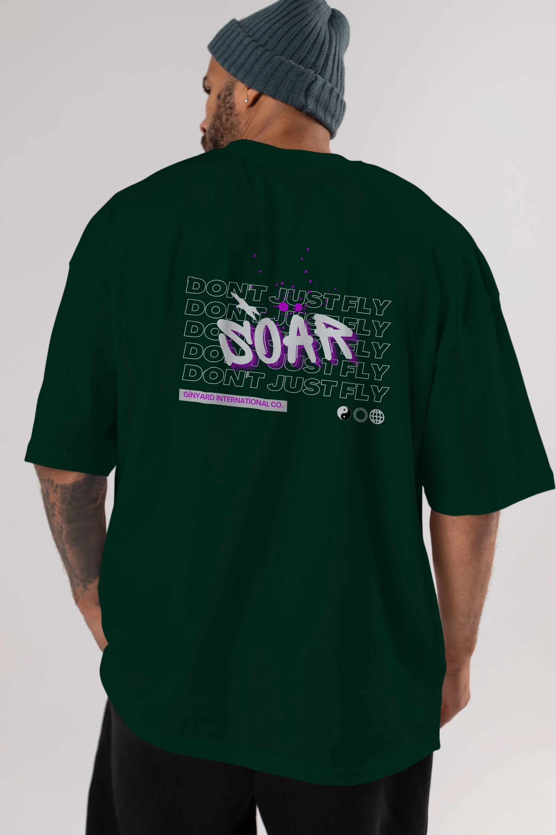 Soar Dont Just Fly Yazılı Arka Baskılı Oversize t-shirt Erkek Kadın Unisex