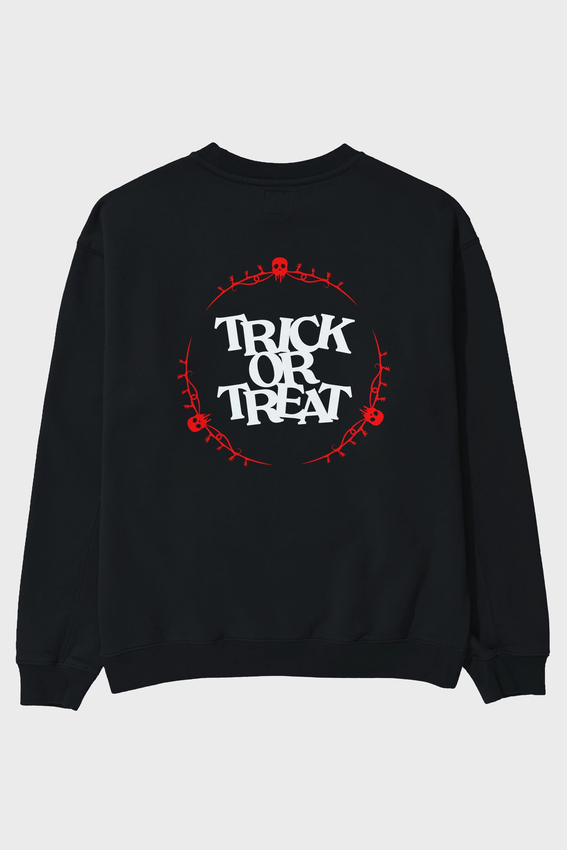 Trick or Treat Yazılı Arka Baskılı Oversize Sweatshirt Erkek Kadın Unisex