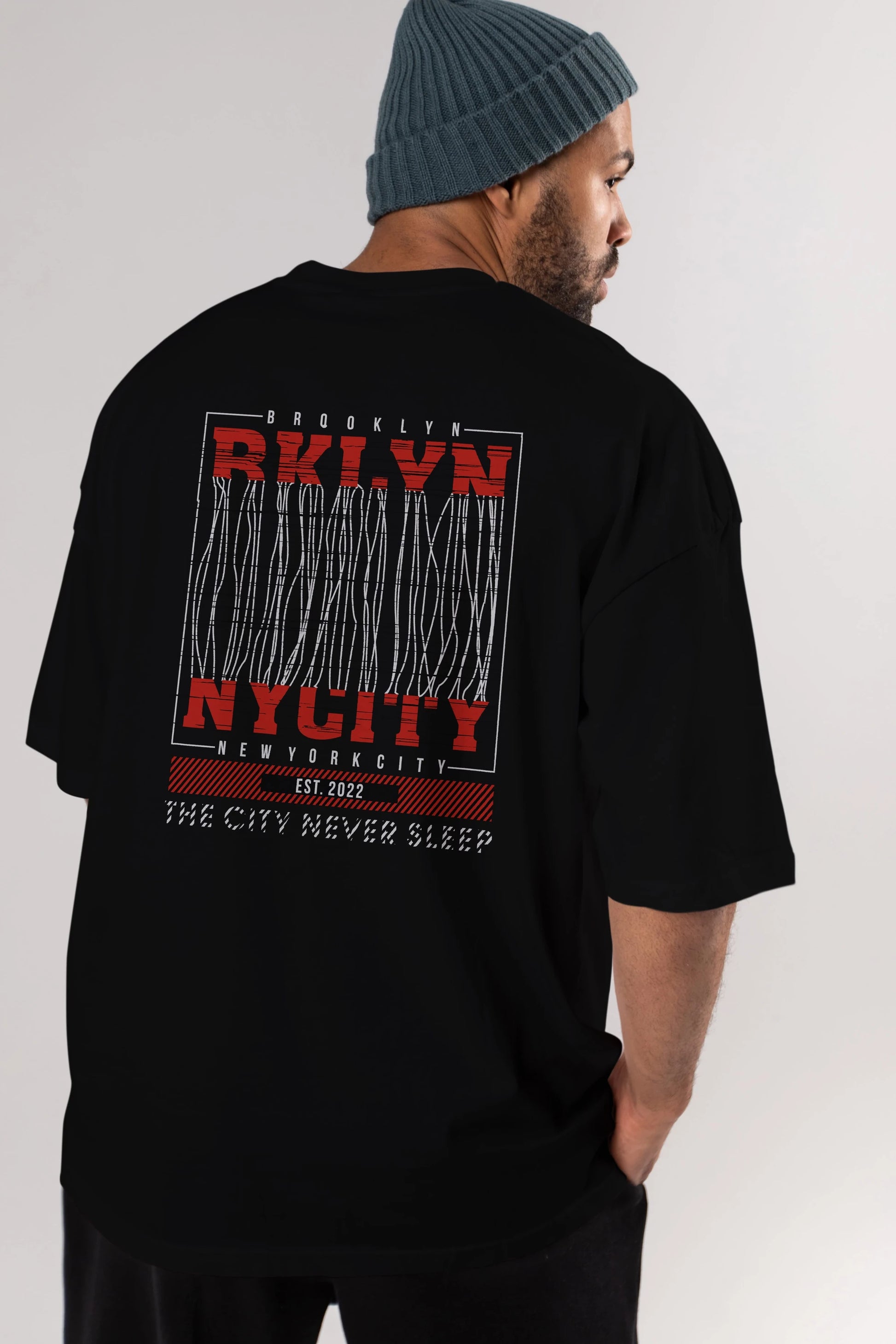 Brooklyn New York City Arka Baskılı Oversize t-shirt Erkek Kadın Unisex