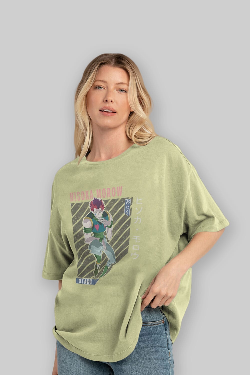 Hisoka Morow 2 2 Anime Ön Baskılı Oversize t-shirt %100 pamuk Erkek Kadın Unisex