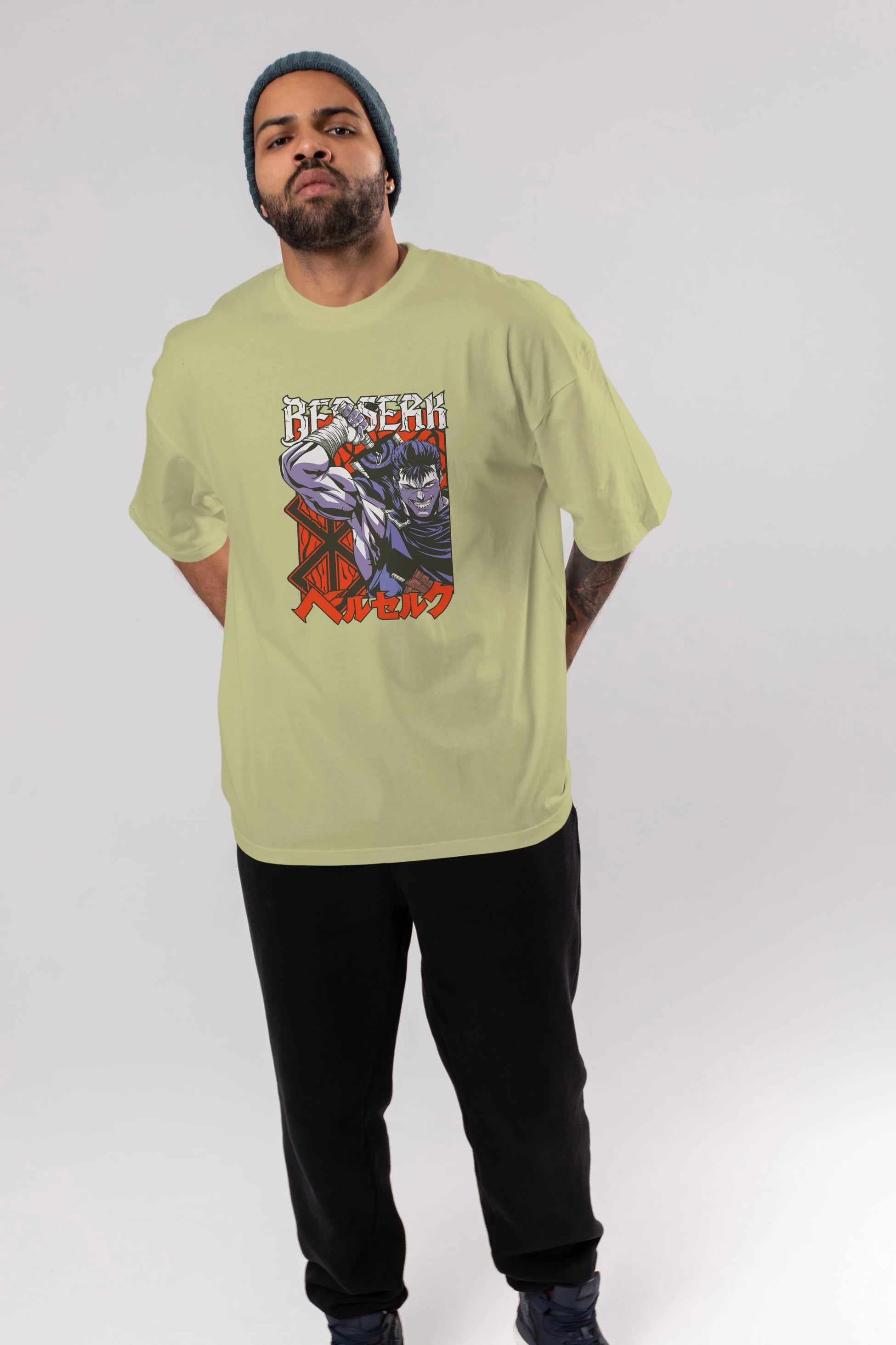 GUTS berserk Anime Ön Baskılı Oversize t-shirt %100 pamuk Erkek Kadın Unisex