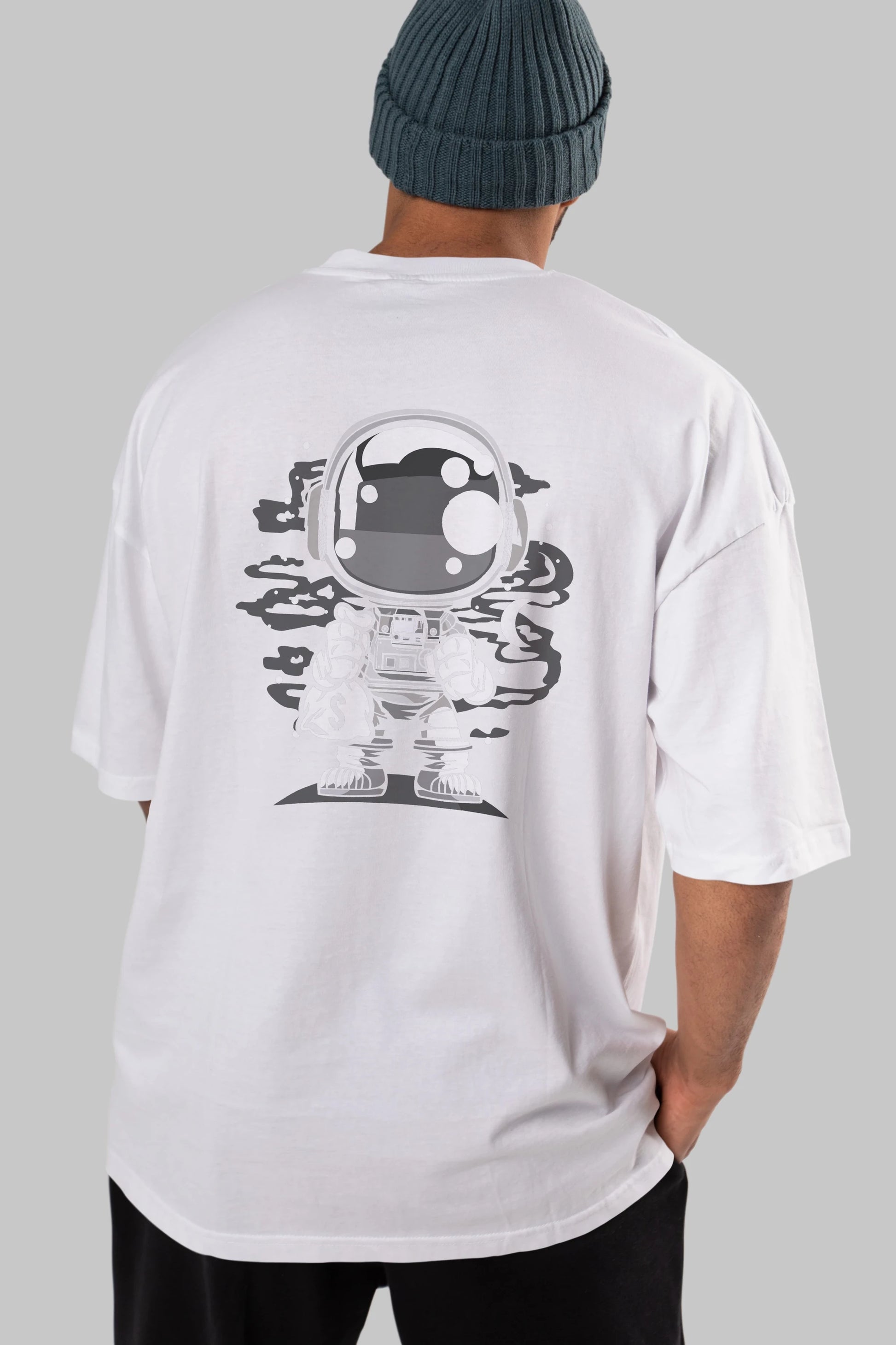 Astronaut Chibi Arka Baskılı Oversize t-shirt Erkek Kadın Unisex