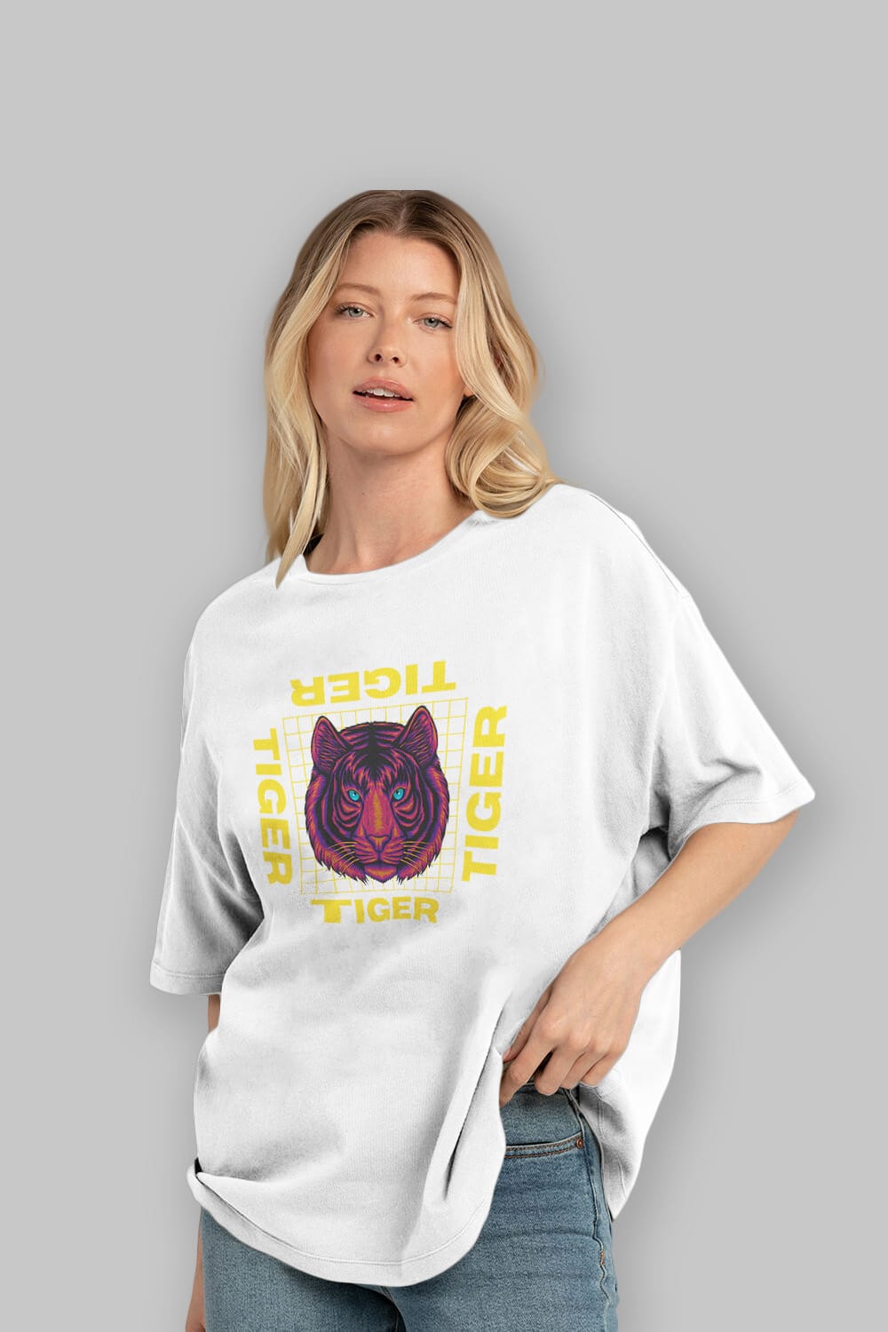 Tiger Yazılı Streetwear Ön Baskılı Oversize t-shirt Erkek Kadın Unisex