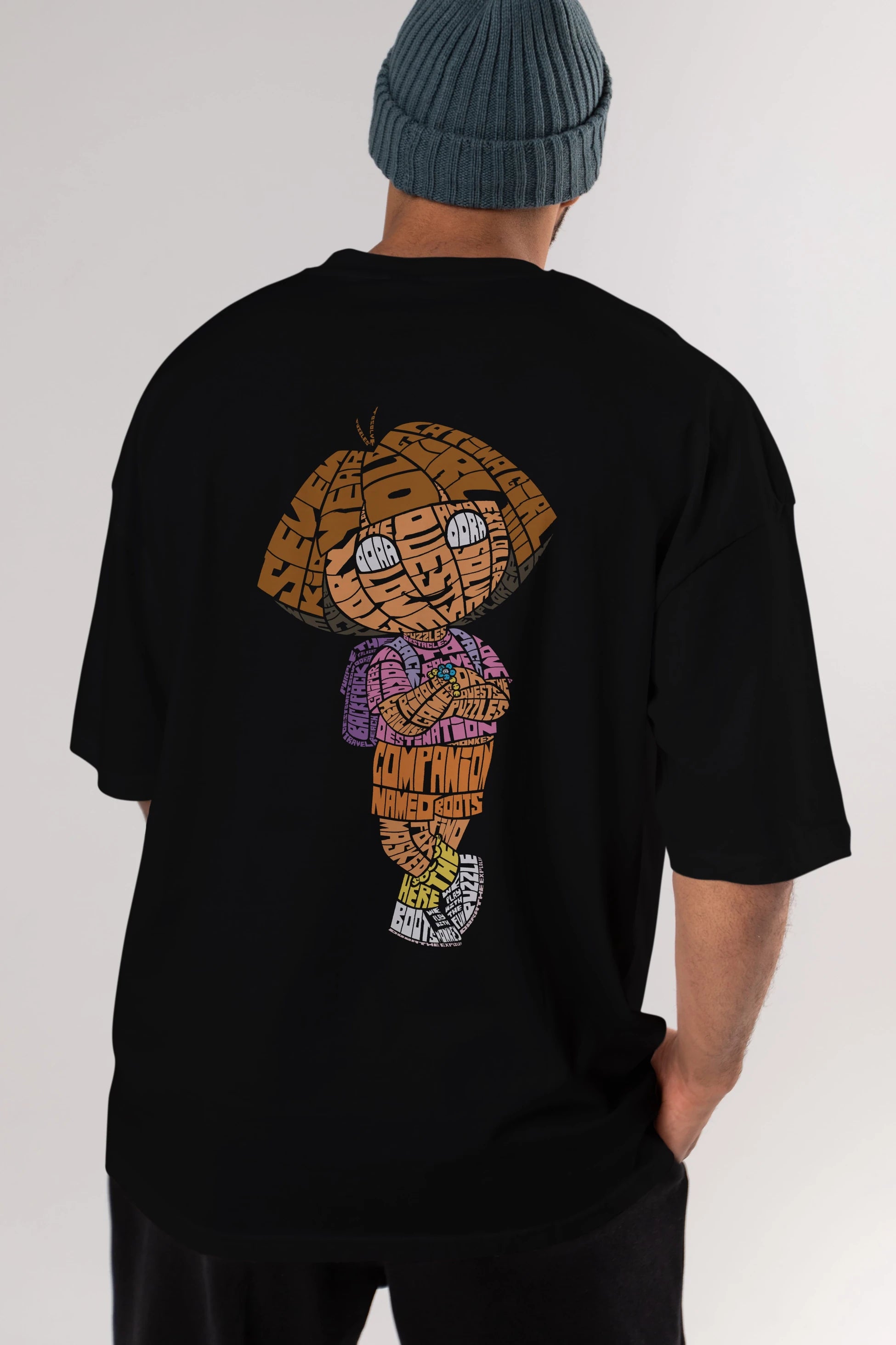 Dora Arka Baskılı Oversize t-shirt %100 pamuk Erkek Kadın Unisex
