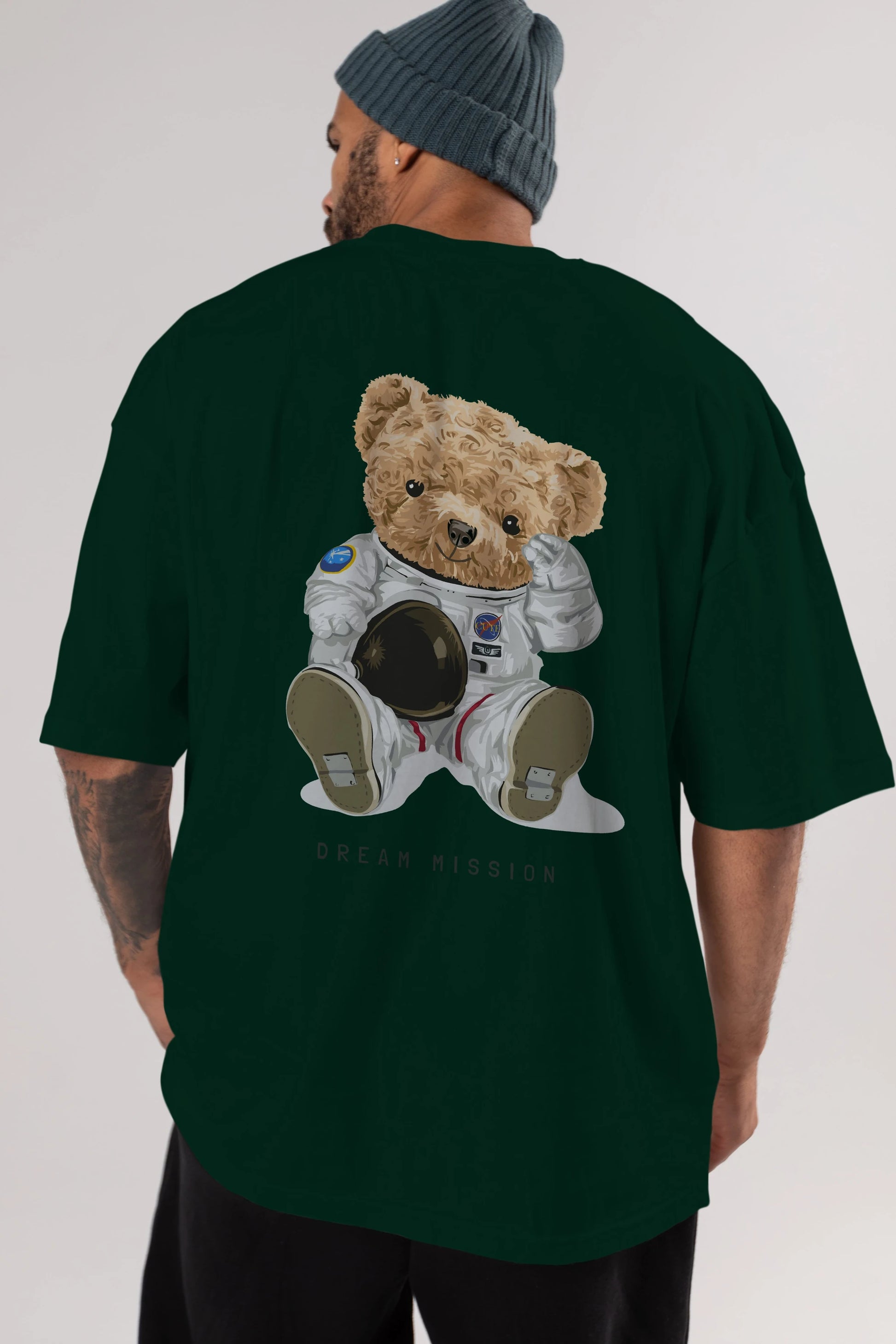 Teddy Bear Asrtonot Arka Baskılı Oversize t-shirt Erkek Kadın Unisex %100 Pamuk